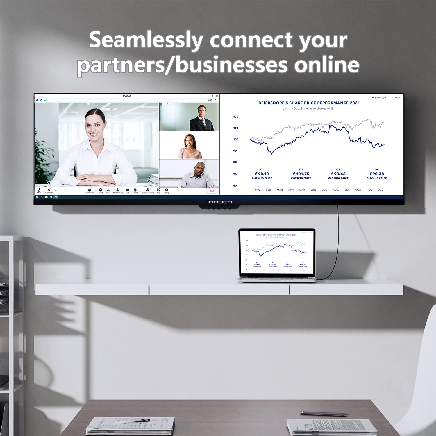 Innocn 44C1G Ultrawide Monitor 43.8'' Wfhd 3840 X 1080P 120Hz Monitor 32:9 Ips Computer Split Screen Monitor 96% Dci P3 Hdr400 F