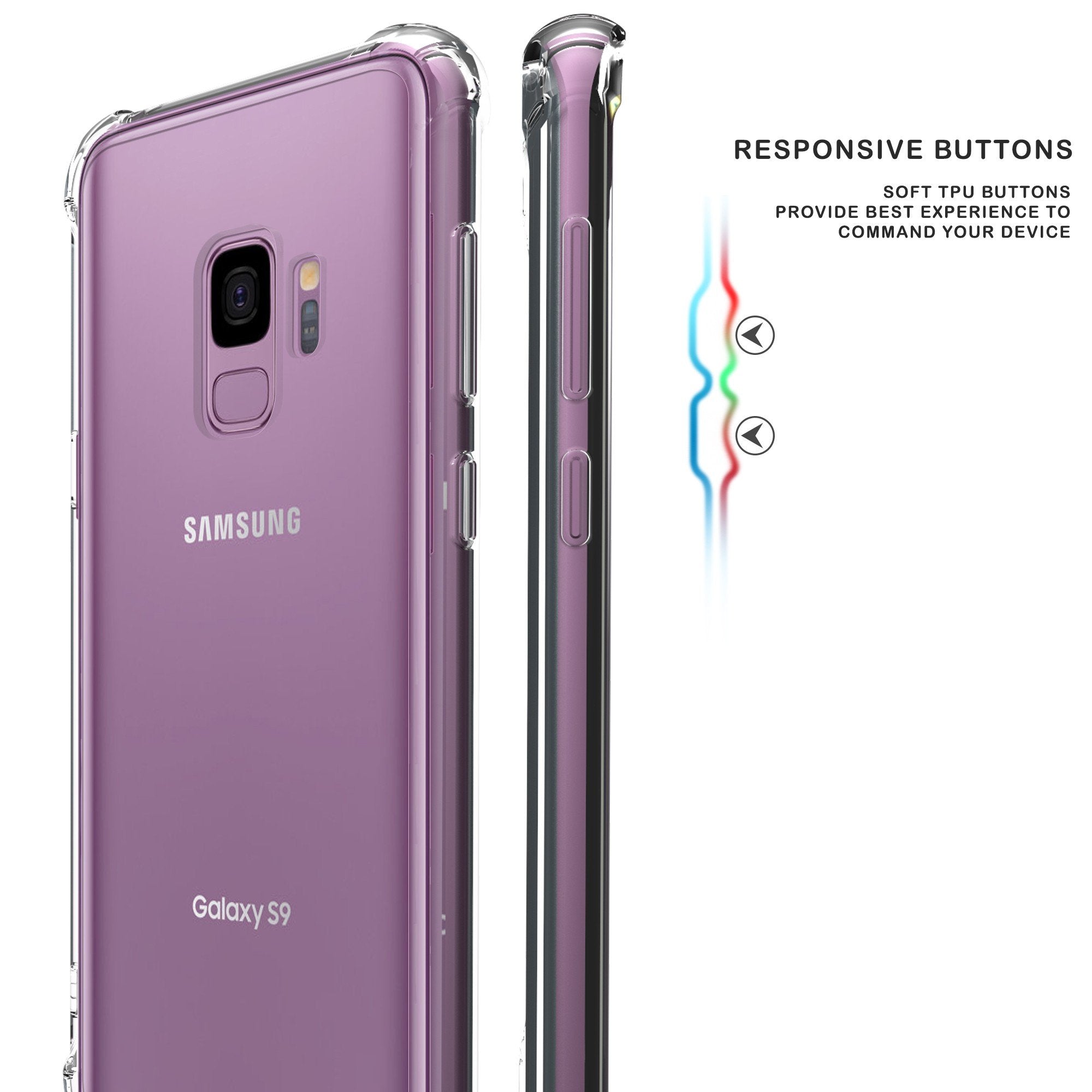 Compatible With Samsung Galaxy S9 Plus G965 Slim Lightweight Case W/Air Cushioned [Shock-Absorbing] Bumper Cover - American Hors