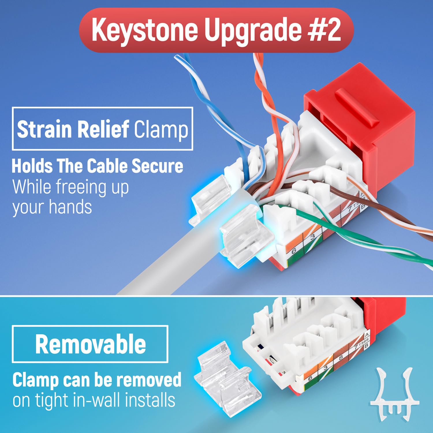 Everest Media Solutions 45 Angled Cat6 Keystone Jack In Red   Slim Profile Rj45 Ethernet Connector   Compatible With 45 Angled S