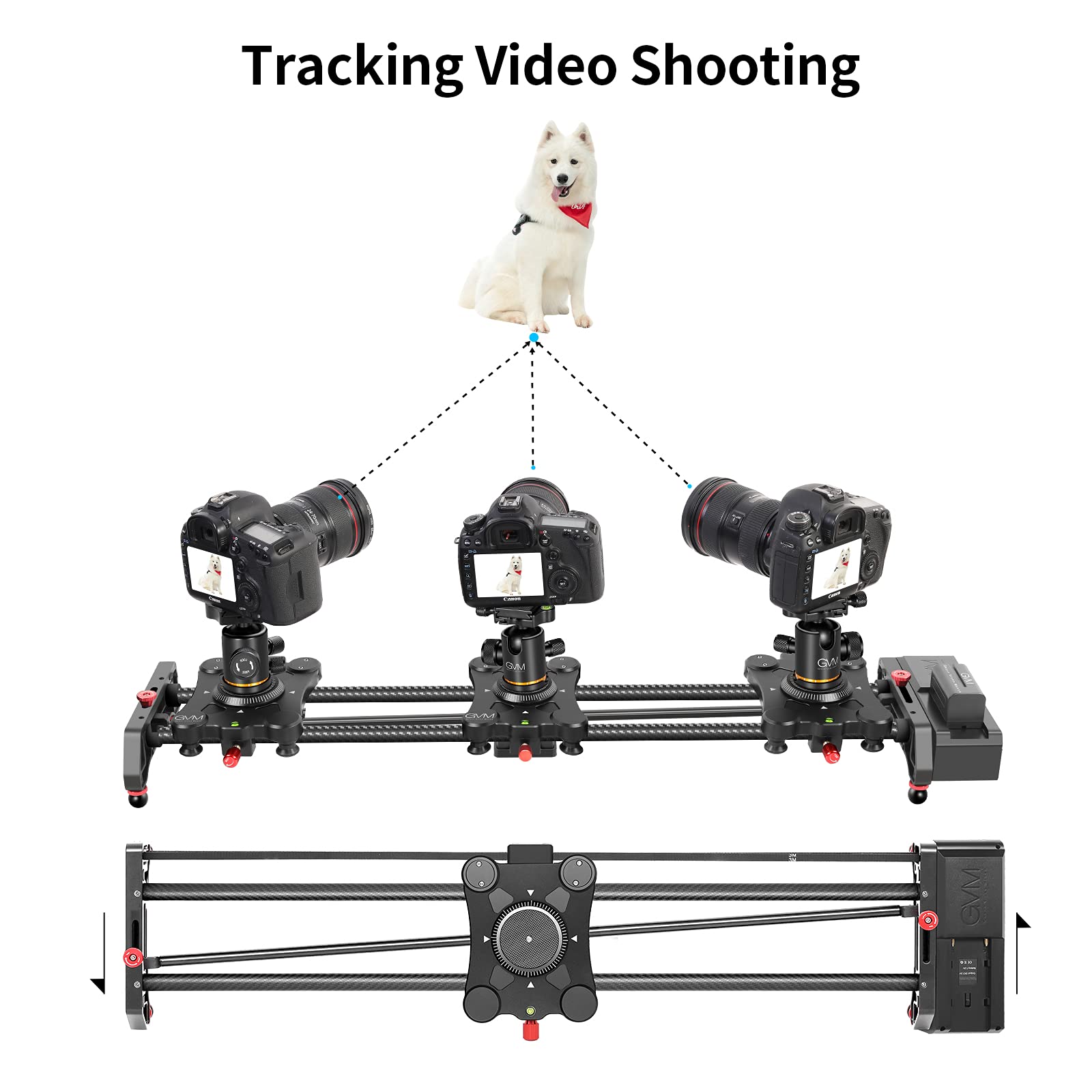 Gvm Motorized Camera Slider,31'' Wireless Carbon Fiber Dolly Rail Camera Slider With App Control, Motorized Time Lapse And Video