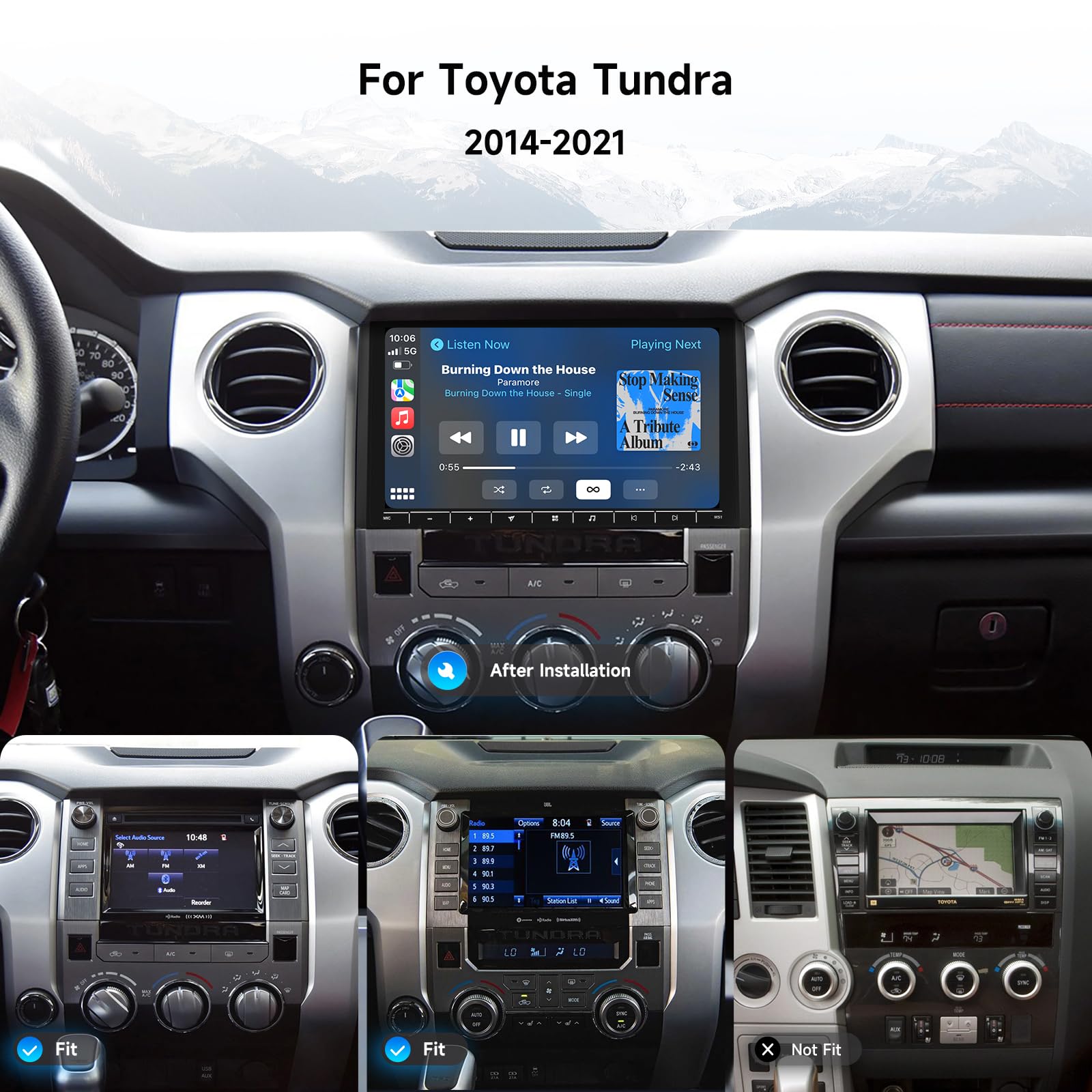 Dasaita Android 13 Car Stereo For Toyota Tundra 2014 2021 With Wireless Apple Carplay & Android Auto, 10.2'' Touch Screen Head U