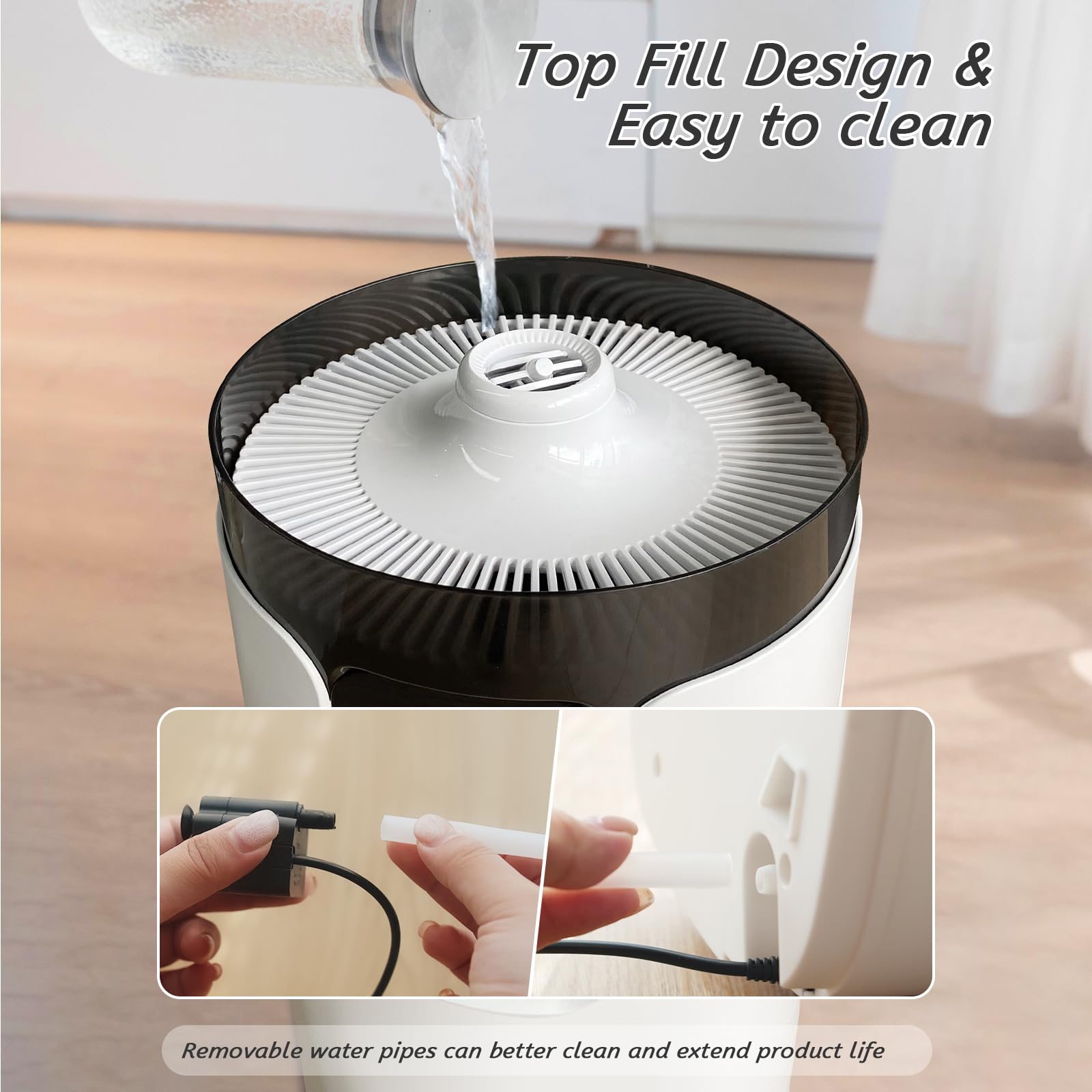 Lacidoll Humidifiers For Home Large Room Wholehouse Humidifier 2000 Sq. Ft 4.2 Gal 16L Floor Humidifier 360 Nozzles Cool Mist Ul