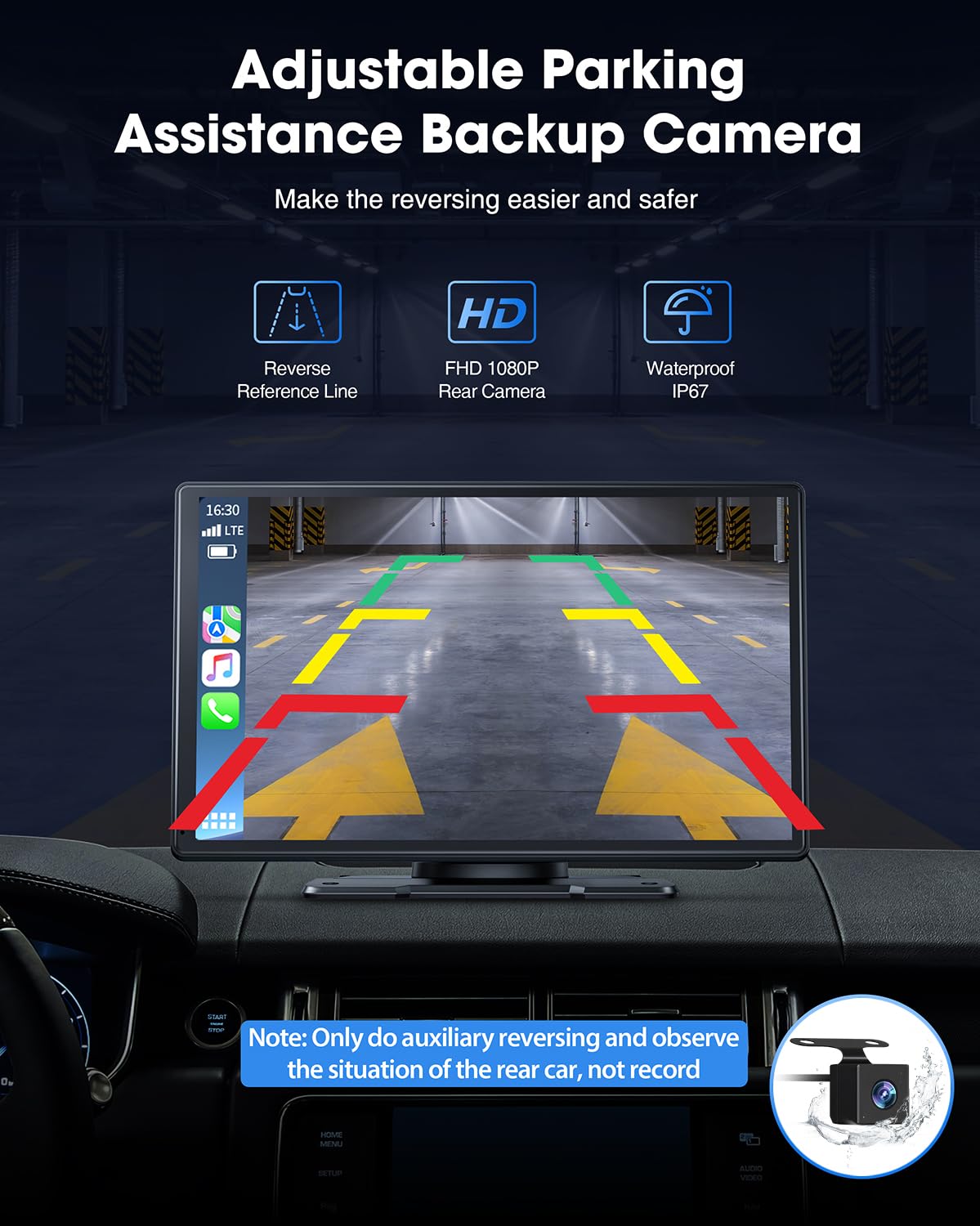 9 Inch Wireless Car Stereo With Carplay, Backup Camera, Gps Navigation, Android Auto   By Lamtto