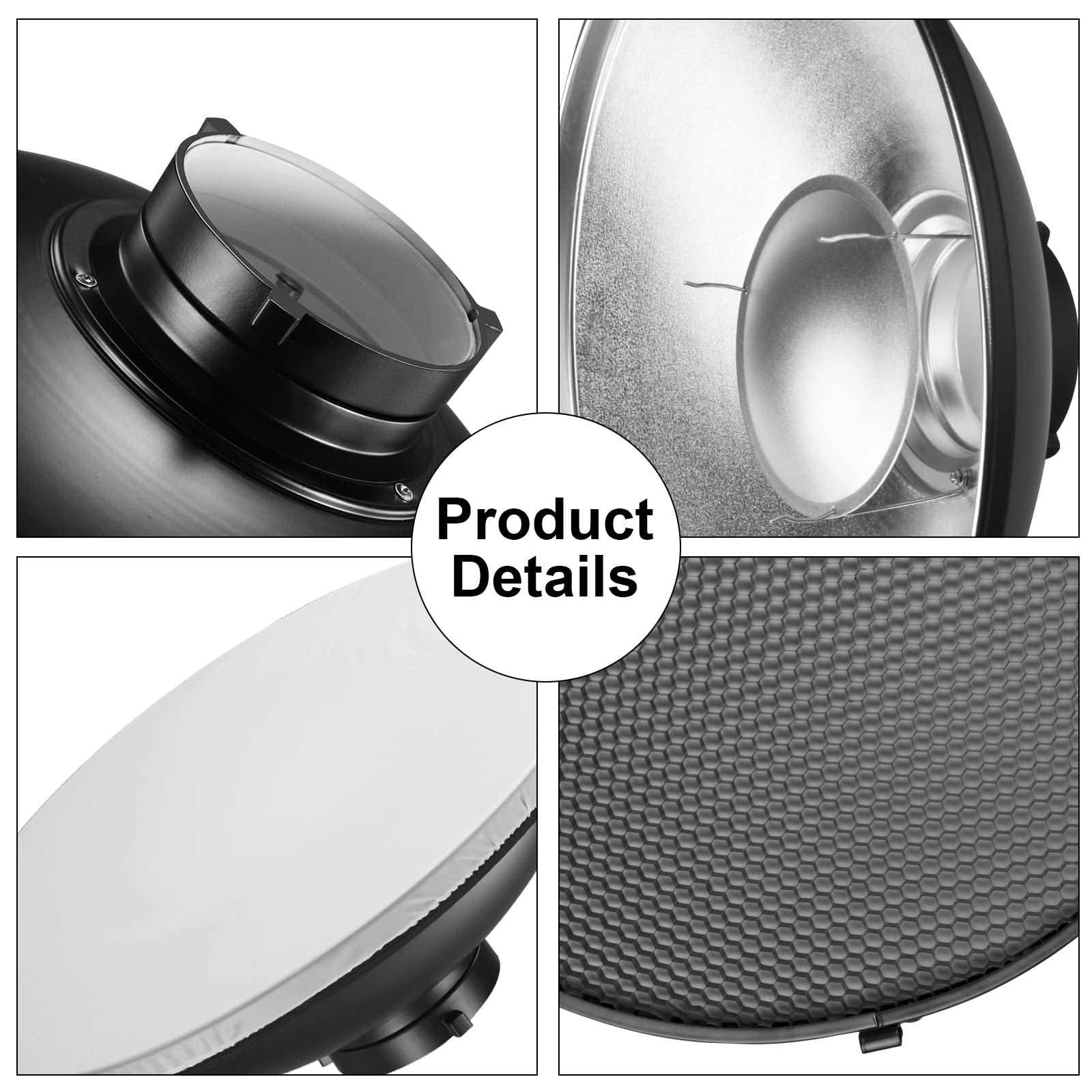 Soonpho 16 Inch/42Cm Standard Reflector Beauty Dish With Honeycomb Grid, Diffuser Sock And Bag,For Bowens Mount Studio Strobe Fl