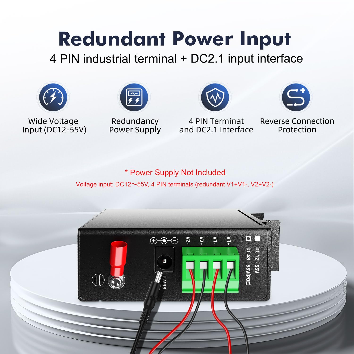 Yulinca 5 Port Mini Industrial Din Rail Switch, 4 Ports And 1 Uplink, 10/100Mbps Fast Ethernet, Din Rail & Wall Mount Included,