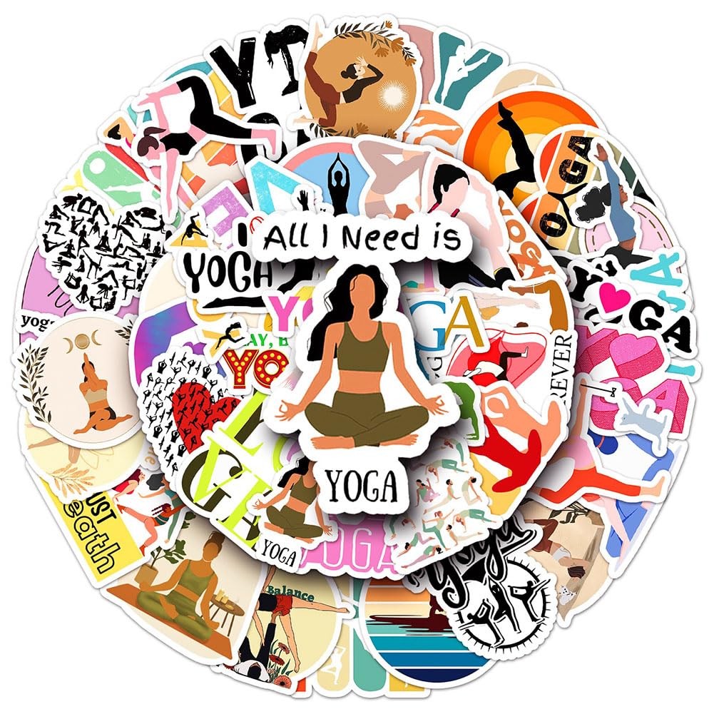 Yoga Stickers |50Pcs Yoga Waterproof Vinyl Decals For Water Bottles Laptop Luggage Cup Mobile Phone Computer Skateboard Refriger