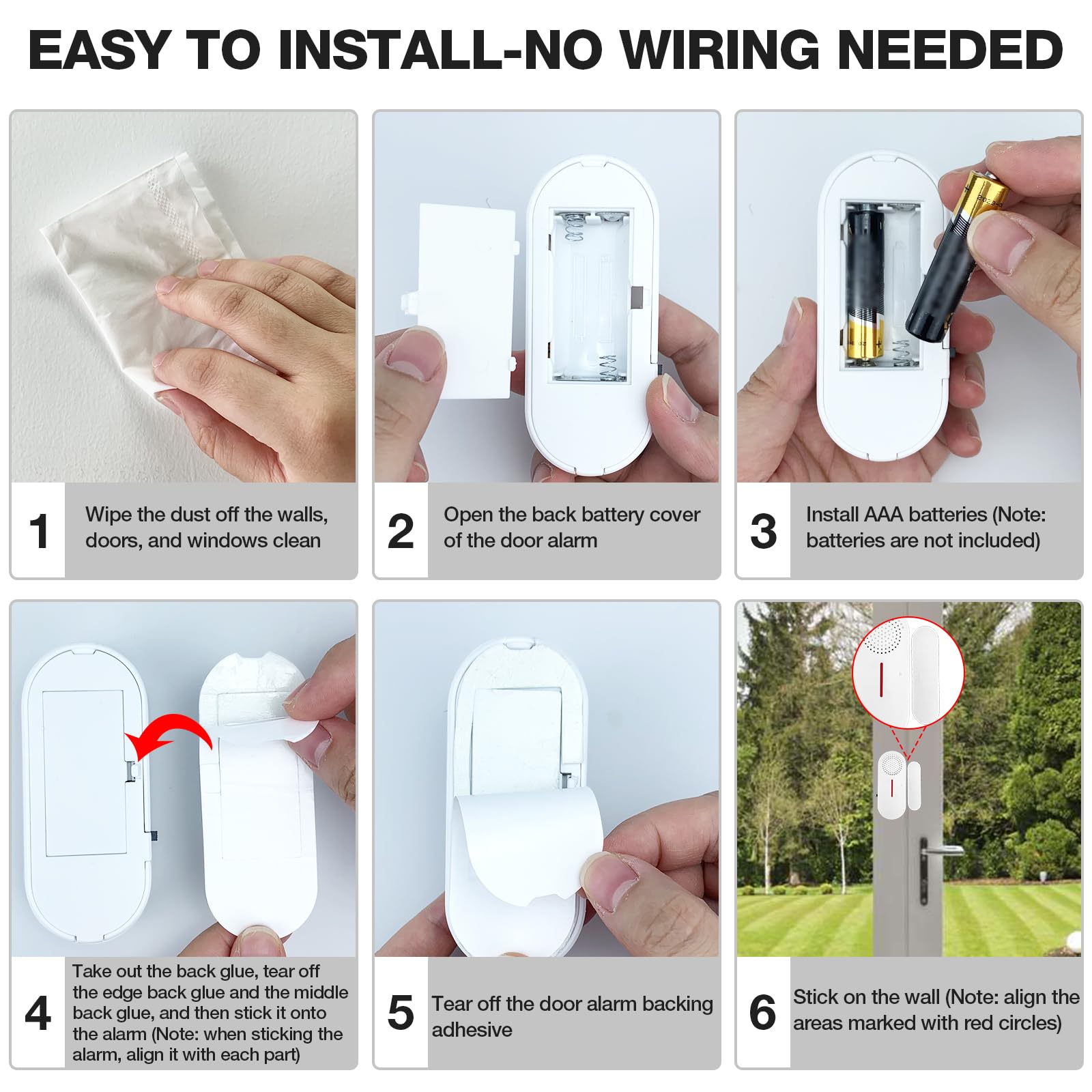 Door Window Alarm, 95Db Door Alarms For Kids Safety, Wireless Sensor Door Window Burglar Alarm Window Pool Alarms For Home (2 Pa