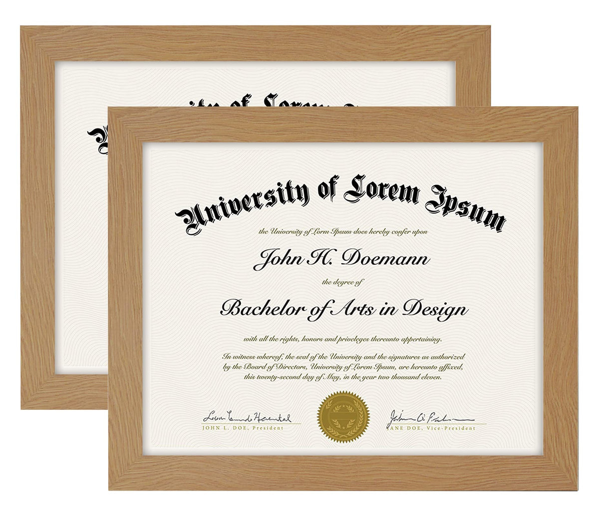 Americanflat 85X11 Diploma Frame In Oak With Shatter Resistant Glass   Horizontal And Vertical Formats For Wall And Tabletop (2