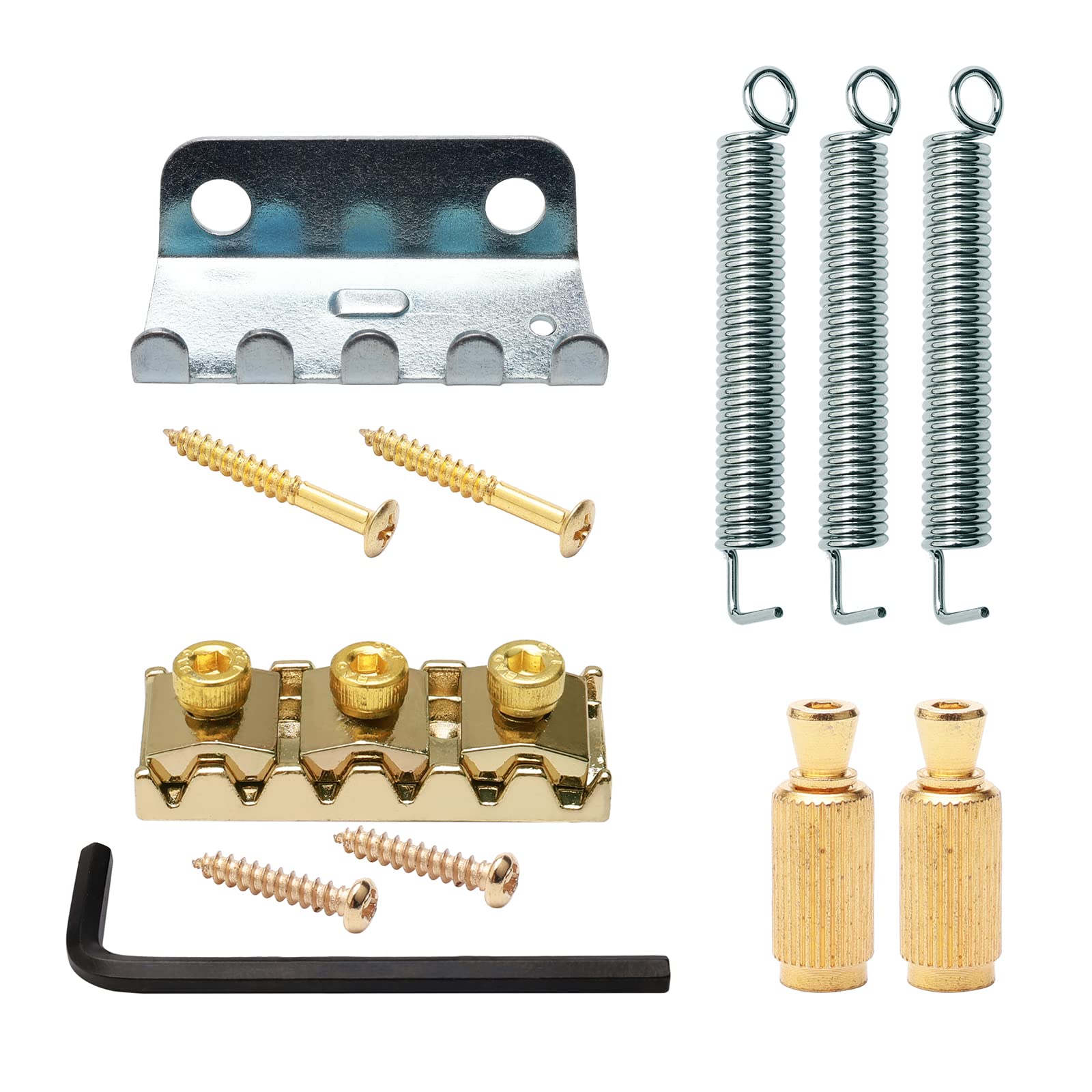 Swhmc Bridge Locking Nut 6 Strings Electric Guitar Tremolo Bridge Set for Floyd Rose Type, Gold