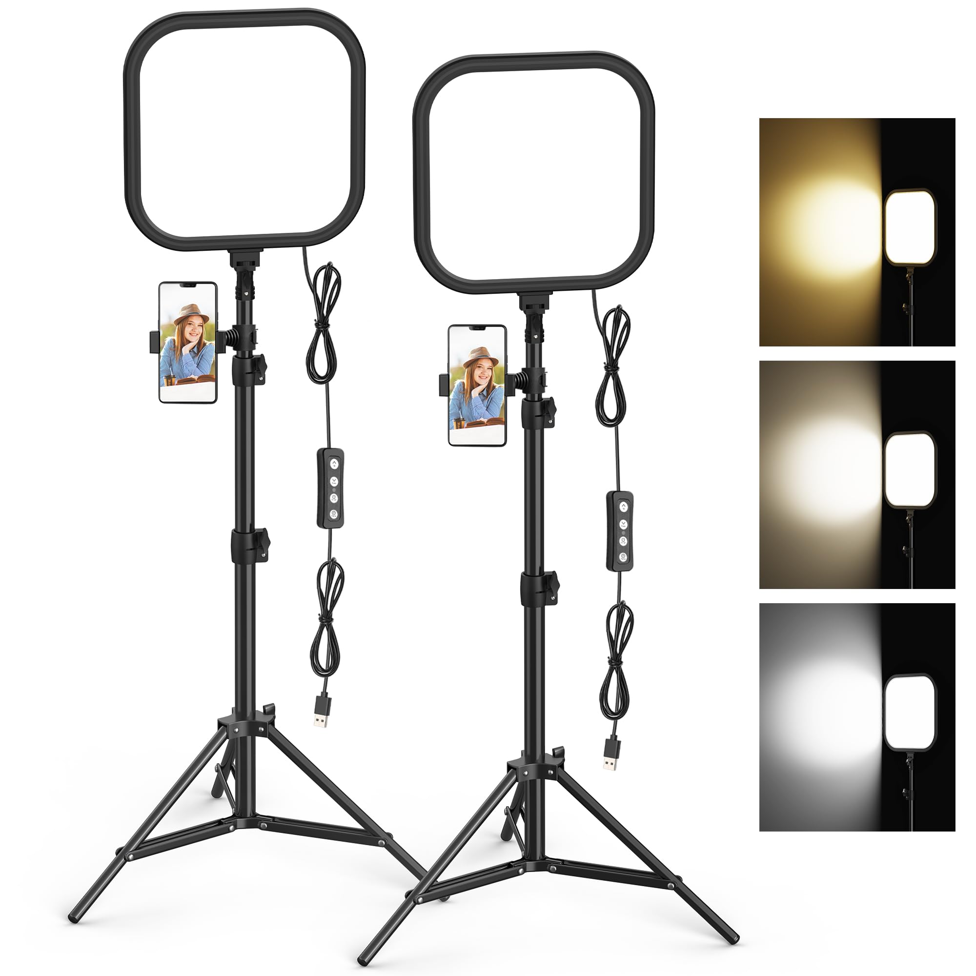 2Pack LED Video Light Kit, Hagibis 15W Photography Lighting Kit, 78 Dimmable Studio Lights with Tripod, 2500-8500K Stream Light