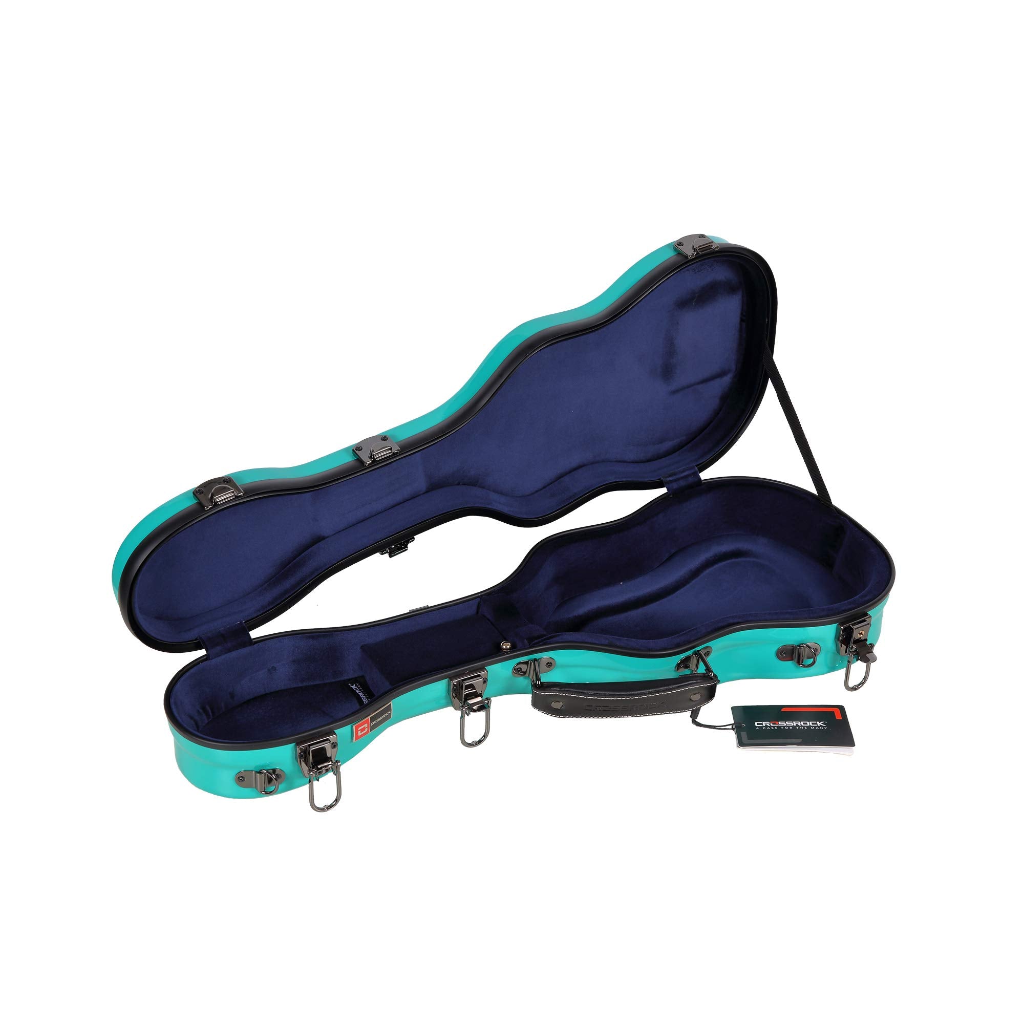 Crossrock Deluxe Fiberglass Concert Ukulele Case With Tsa Lock, Mint Blue (Crf2020Cumb)
