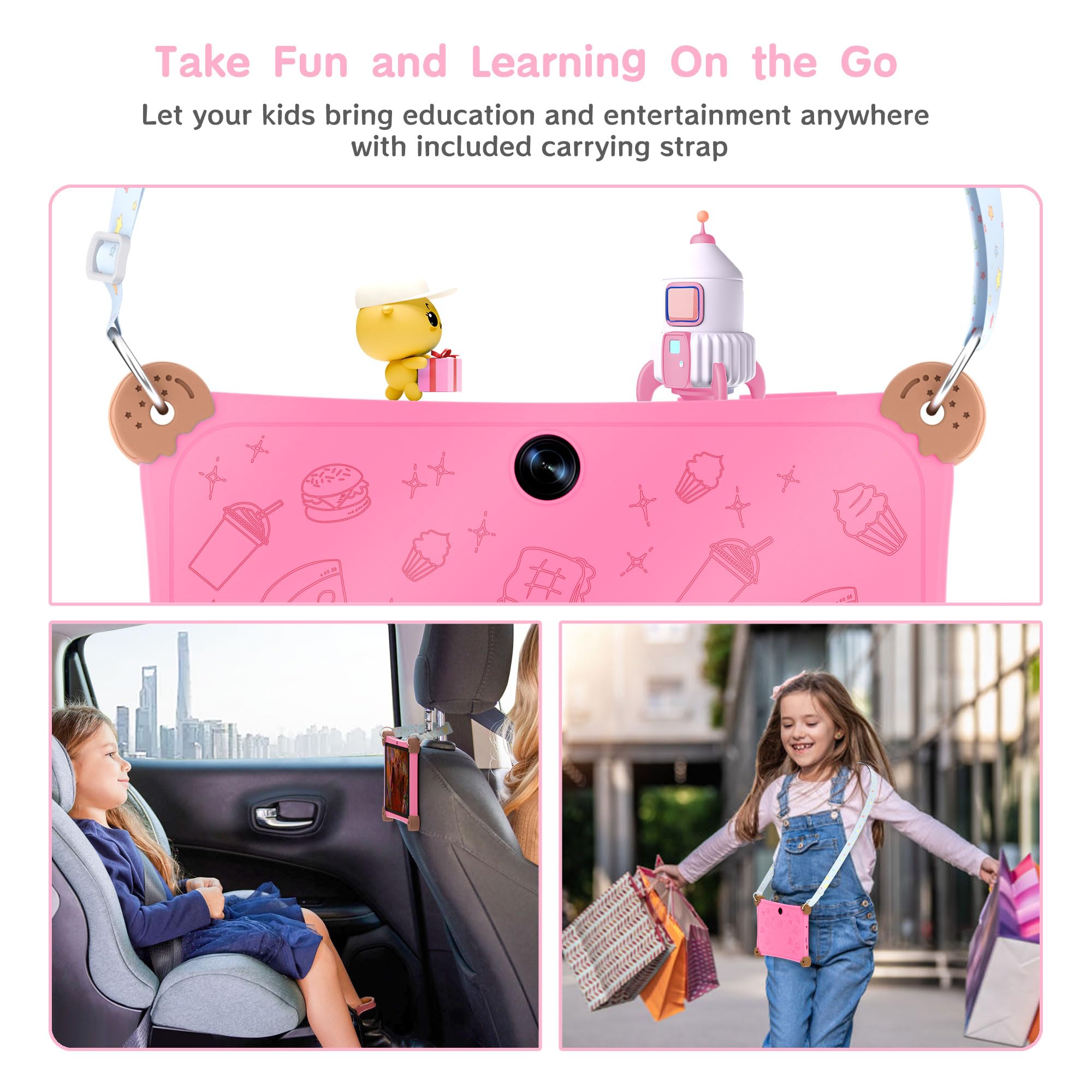 Topsand Tablet For Kids, 8 Inch Android 13 Kids Tablet, 6Gb+32Gb Rom, Wifi 6, Quad Core, Parental Control, Dual Camera, Shockpro