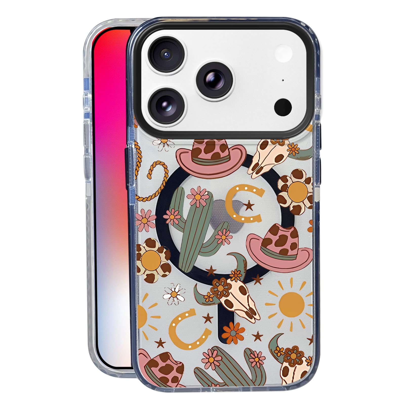 Nimeey Cowboy Cactu for iPhone 17 Pro Max Case,MagSafe Compatible,Matte Soft Slim Shockproof Cover,Anti-Fingerprint,Anti-Yellowi