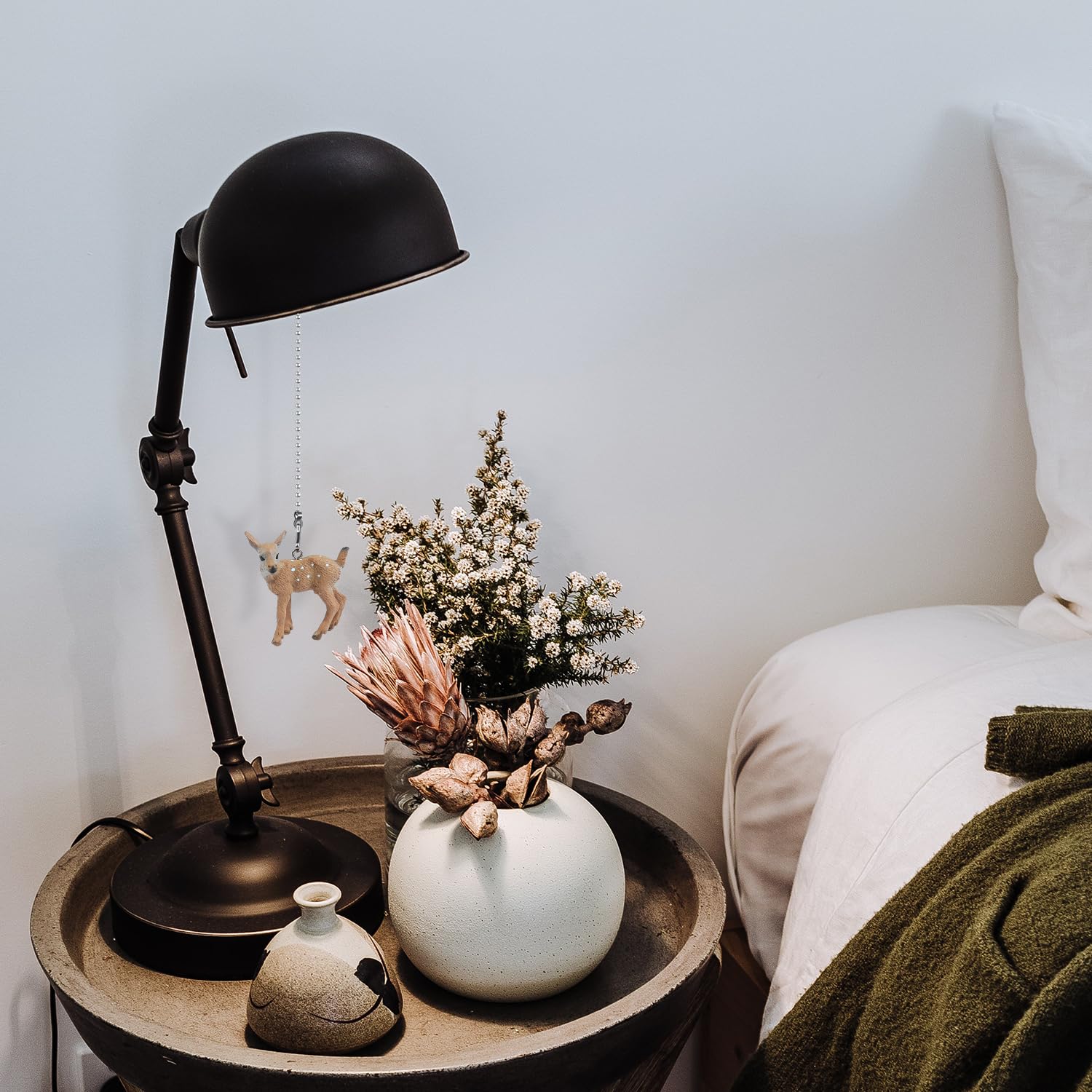 Dotlite Deer Ceiling Fan Pull Chain,12In Cute Fawn Christmas Fan String Pulls Charm Extension Decorative,3Mm Diameter Beaded Fan