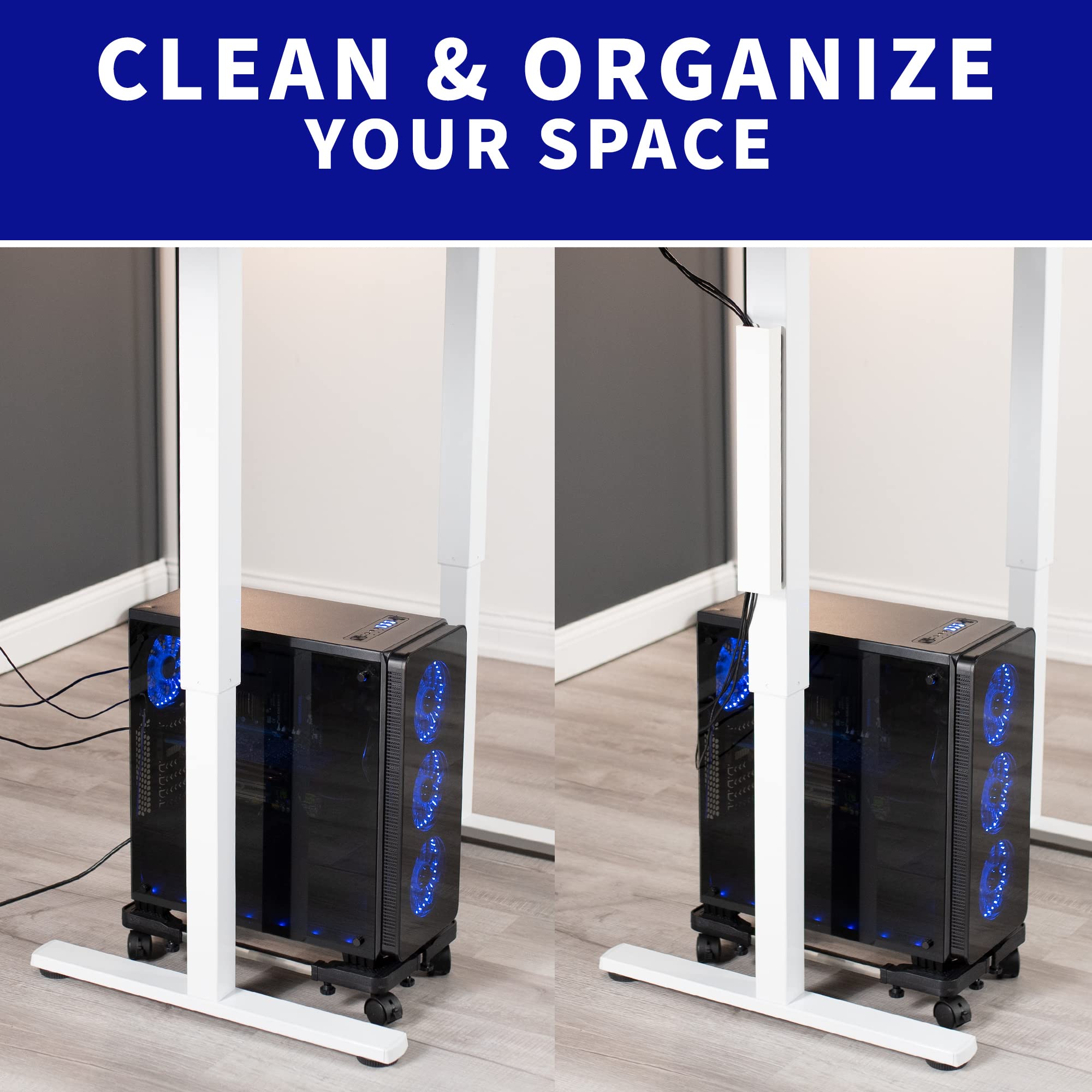 VIVO Steel Magnetic 14 inch Cable Management Channel for Under Desk Leg, No Drill Cord Organizer for Home Office, White, DESK AC01 1MW