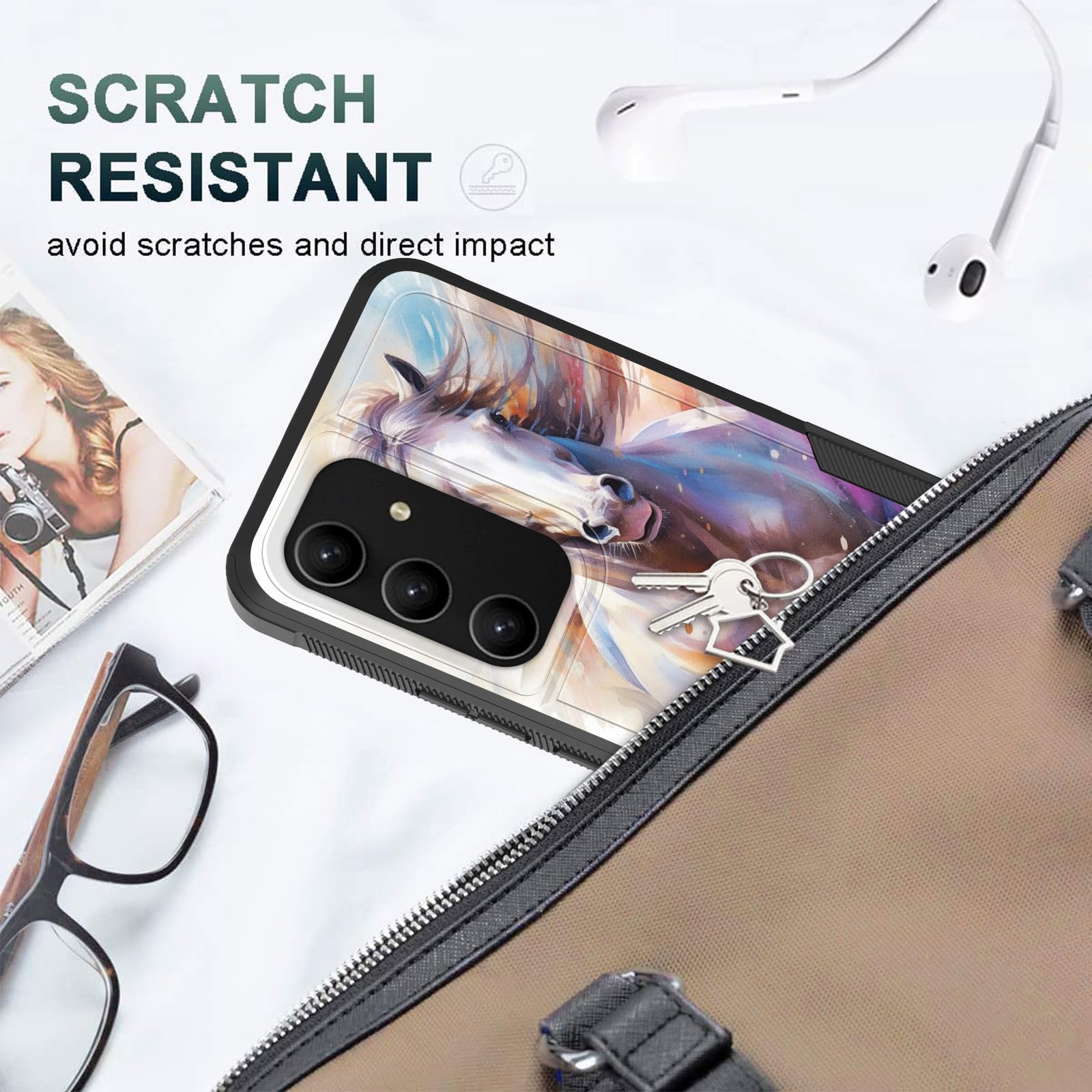 Cicplkse For Galaxy S24 Plus Case,Dual Layer Heavy Duty Hybrid Shockproof Hard Pc Soft Silicone Tpu Bumper Protective Cover Case