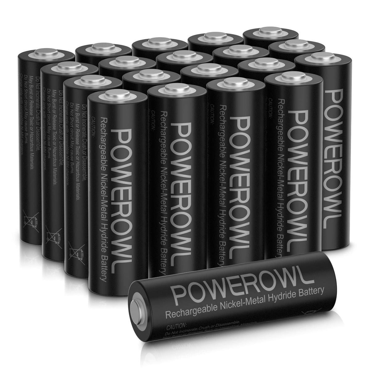 Powerowl Rechargeable Aa Batteries, 2800Mah High Capacity Double A Batteries Nimh Low Self Discharge, Qty 20