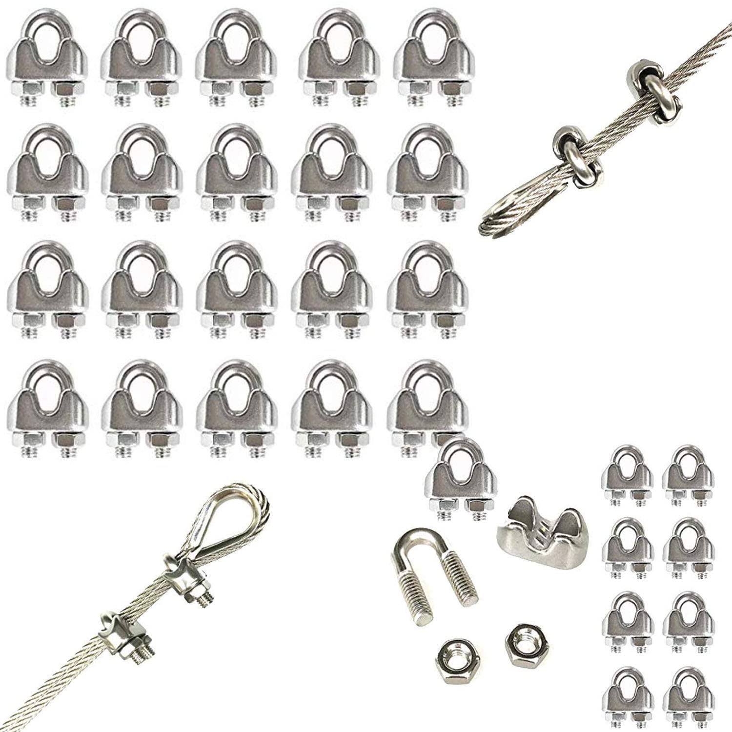 Diy Crafts 24X Cable Clip, Clip Clamp Only, Wire Rope Cable Clip Clamp Only 224 As Choice Hea (24X Cable Clip, Clip Clamp Only)