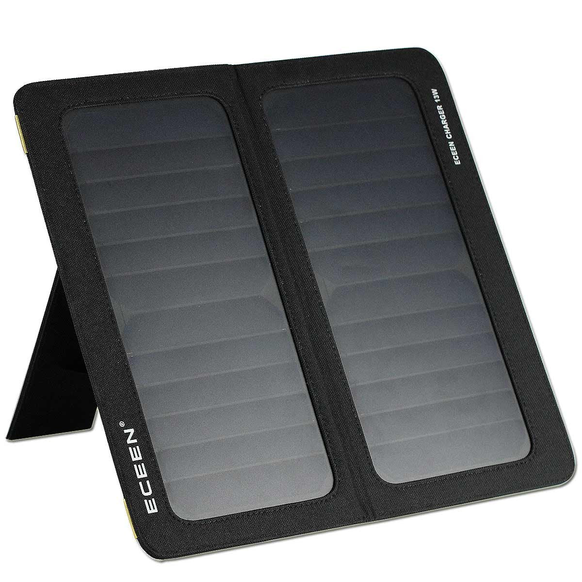Solar Phone Charger for iPhone, ECEEN 13W Portable Solar Charger with Kickstand for iPhones, Smartphones, Tablets, GPS Units, Sp