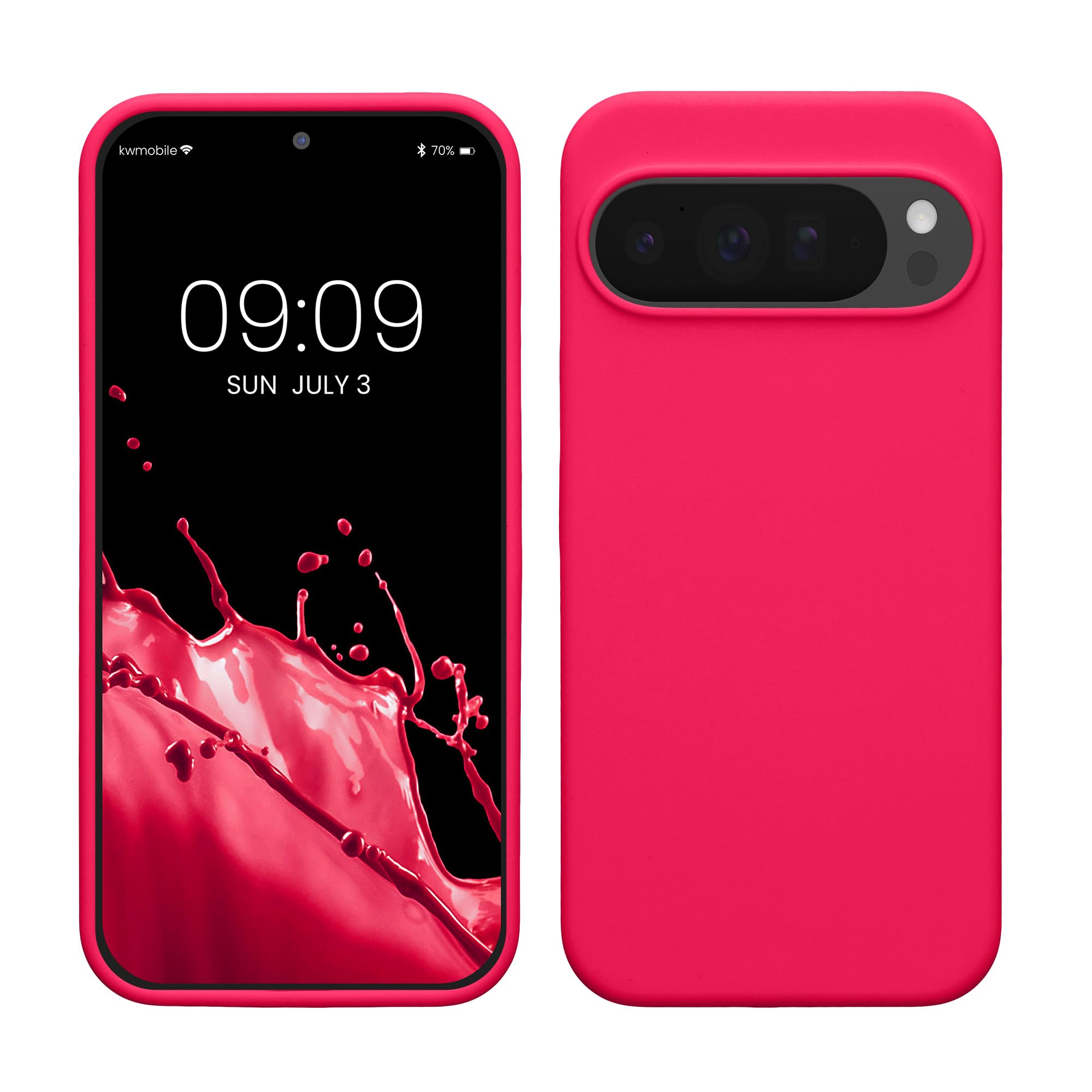 kwmobile Case Compatible with Google Pixel 10 Pro XL Case - TPU Silicone Phone Cover with Soft Finish - Neon Pink