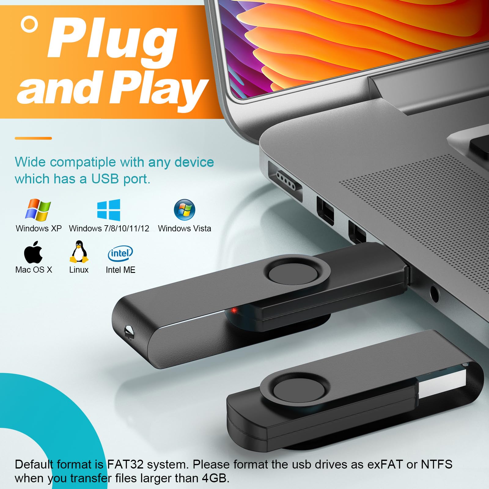 Kepmem Usb 2.0 Flash Drive 8Gb 10 Pack Thumb Drive Black Usb Drive Pendrive Portable 8 Gb Memory Stick Swivel Jump Drive Zip Dri