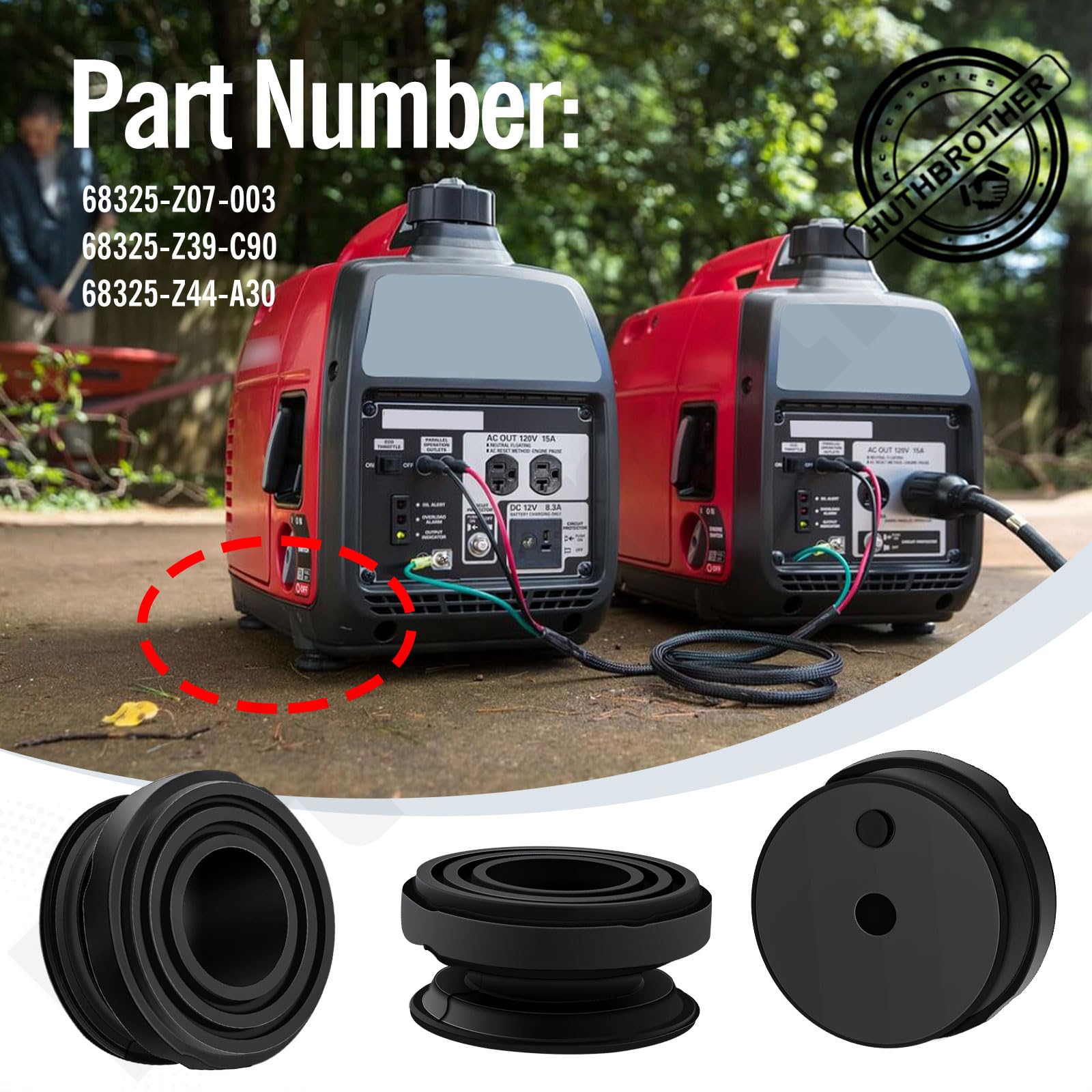68325 Z07 003 Lower Rubber Foot Pads   By Huthbrother, Compatible With Honda Eb2000I & Eu2000I, Fits Generator Lower Foot Rubber