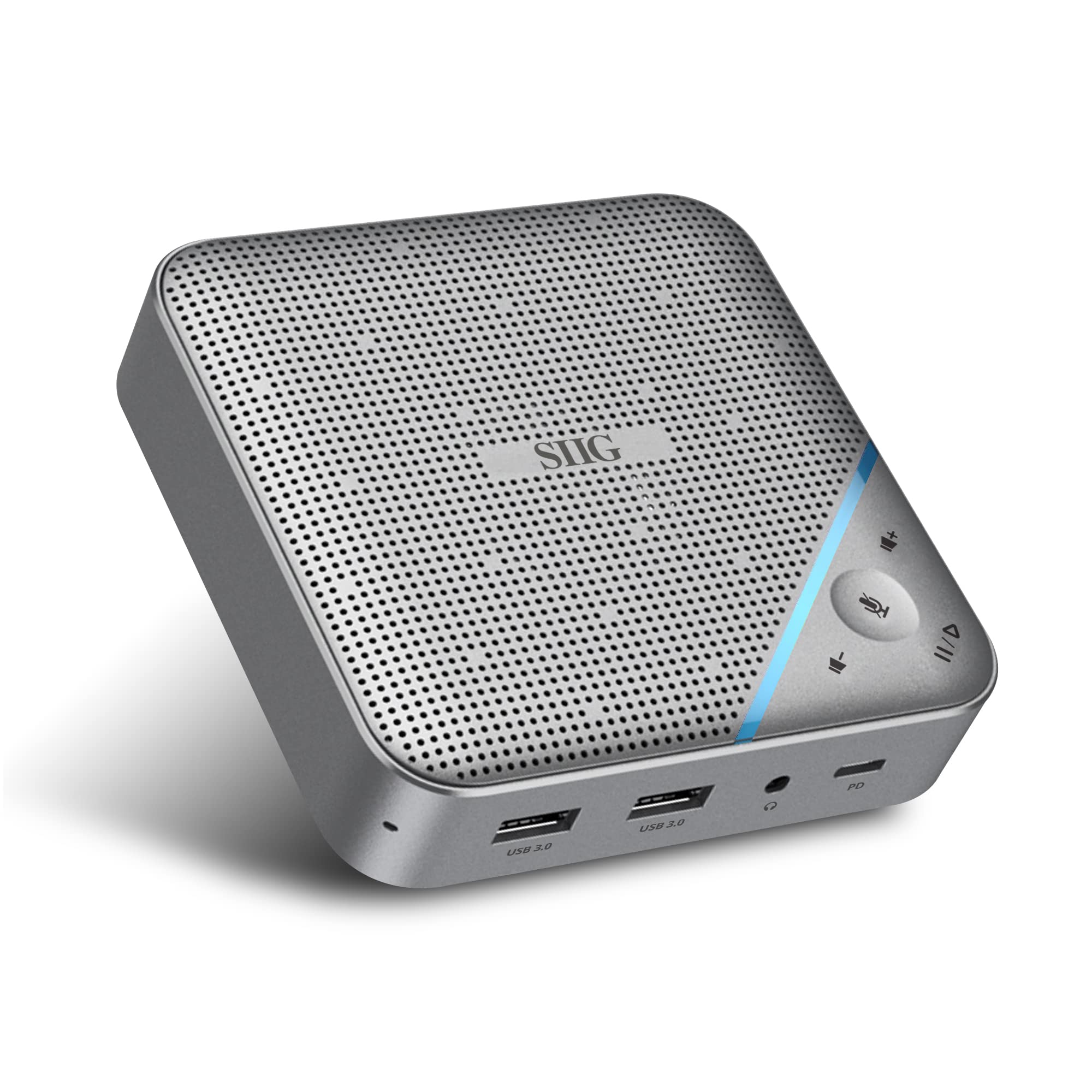Siig Conference Room Omnidirectional Microphone Usb C Speakerphone Multi Port Mini Dock With 1X 4K Hdmi 2X Usb 3.0 Ports And Pd