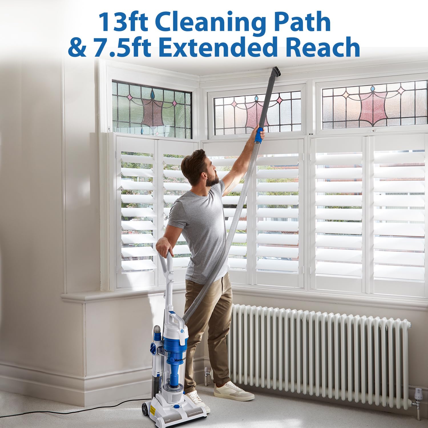 Vacmaster Upright Vacuum Cleaner Power Suction Bagless Vacuum Cleaner Portable Floor Cleaner With 20Ft Cord & 13    Cleaning Pat