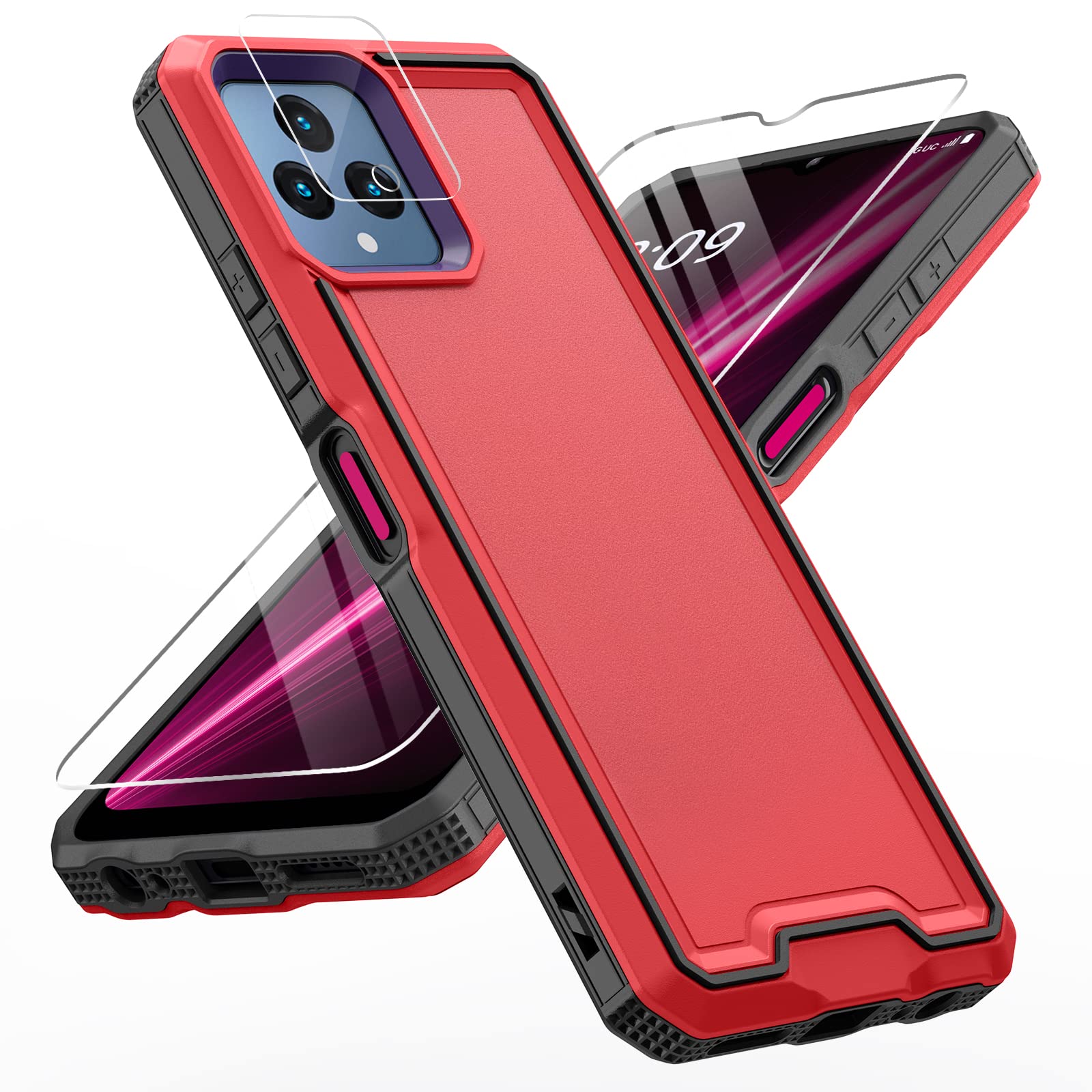 Lekevo For Revvl 6 5G / Revvl 6X 5G Phone Case, With Screen Protector & Camera Lens Cover, Heavy Duty Dual Layer Phone Case, Mil