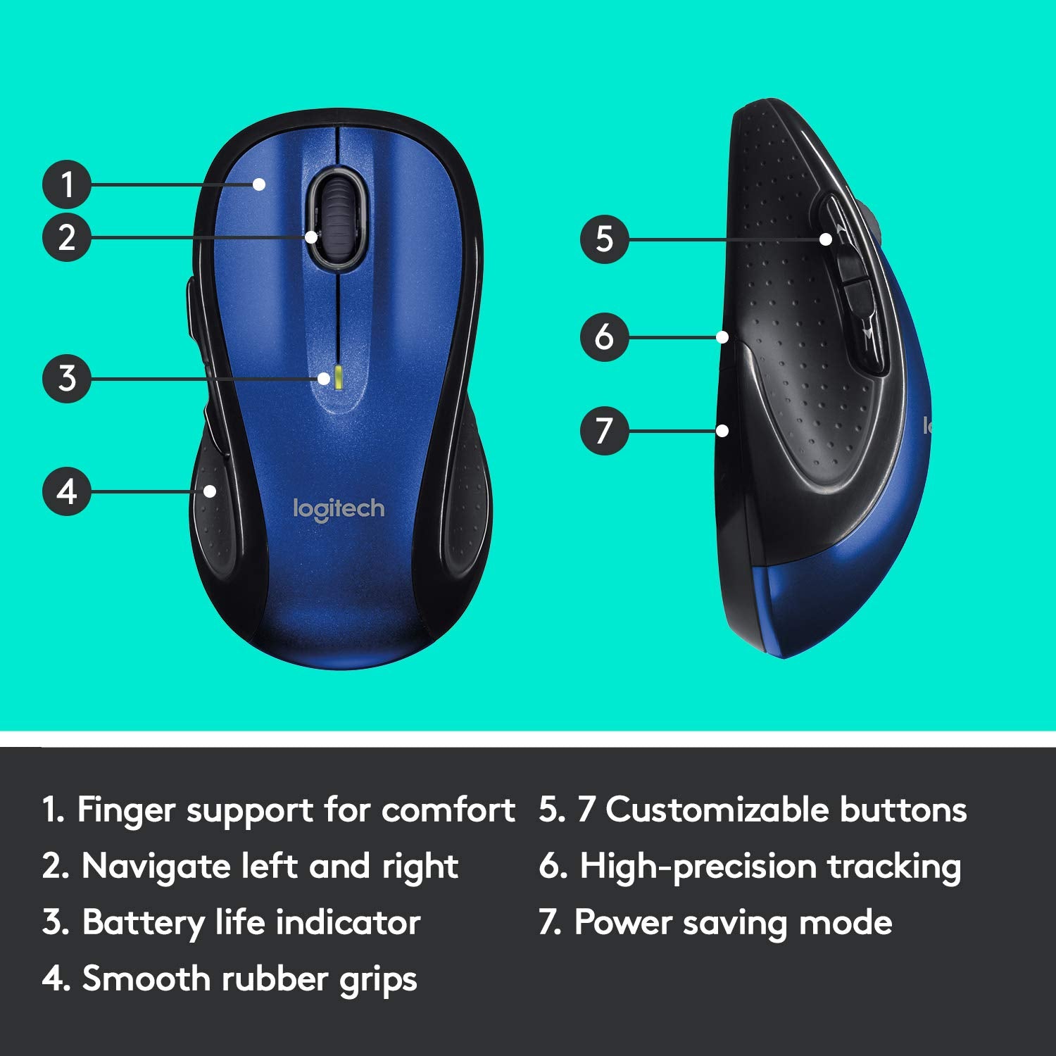 Logitech M510 Wireless Computer Mouse - Comfortable Shape With Usb Unifying Receiver, With Back/Forward Buttons And Side-To-Side