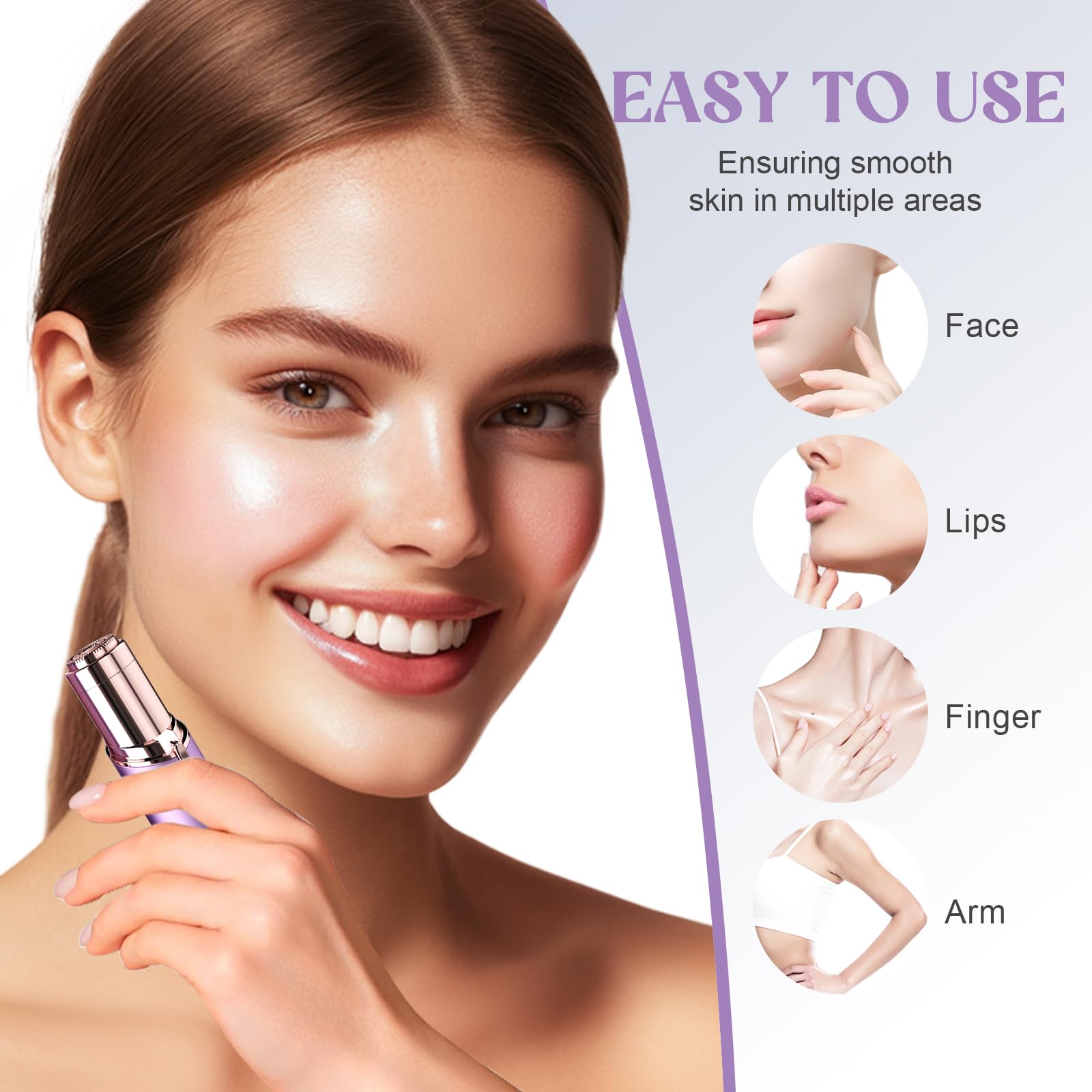 Battery Powered Facial Hair Remover For Women Lips, Chin, Neck, And Cheeks   Gentle And Pain With 2 Pc Replacement Heads (Batter