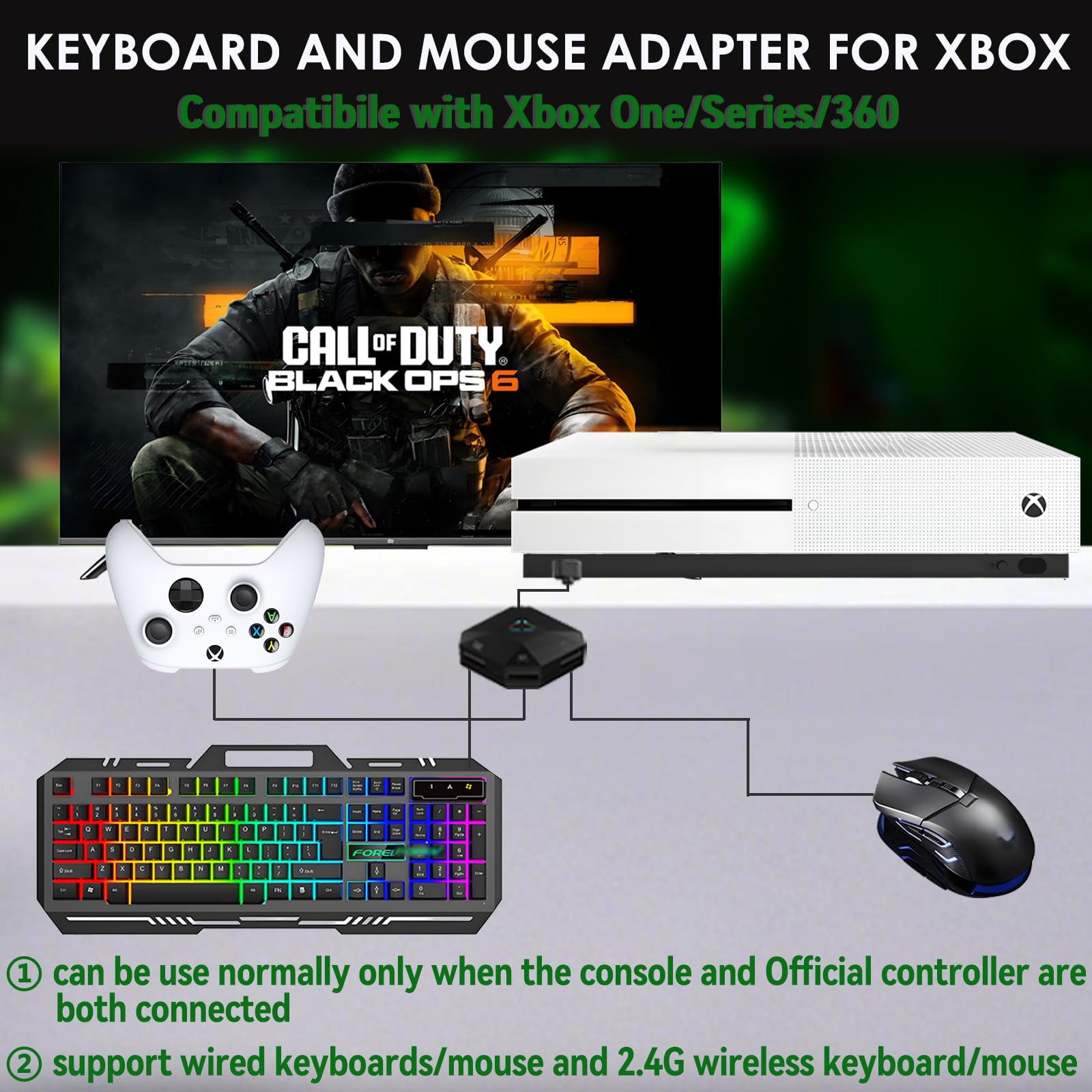 Keyboard And Mouse Adapter For Nintendo Switch, Wired Keyboard And Mouse Converter For Ps4 Ps3 Xbox One/360 Console Series Conve