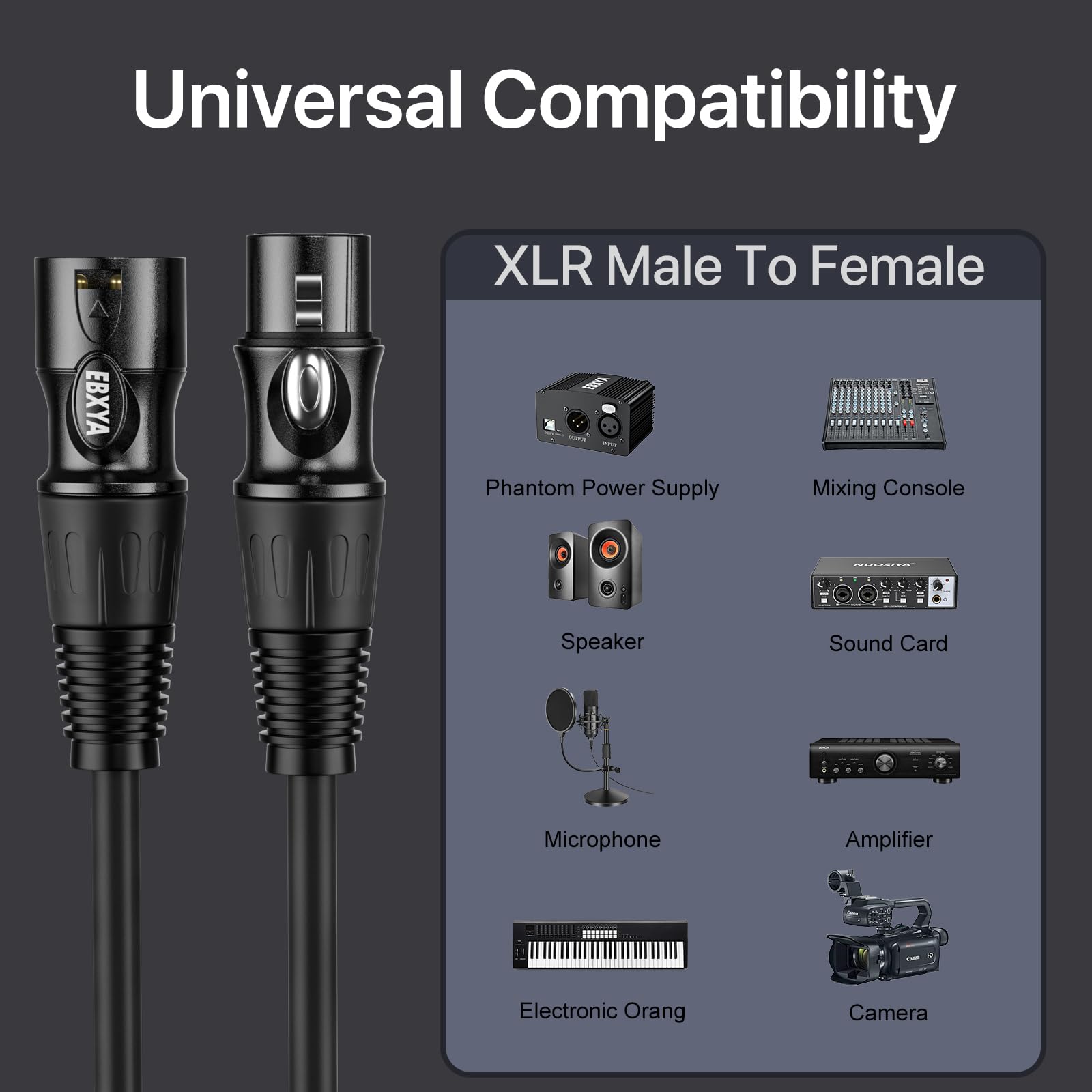 Ebxya Xlr Cables 3Ft   Xlr Male To Female Microphone Cable With 3 Pin Balanced Shielded Xlr Speaker Cable