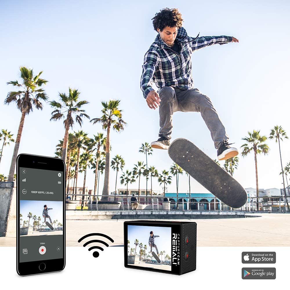 Remali Capturecam 4K Ultra Hd And 12Mp Waterproof Sports Action Camera Kit With Carrying Case, 3 Batteries, Dual Battery Charger