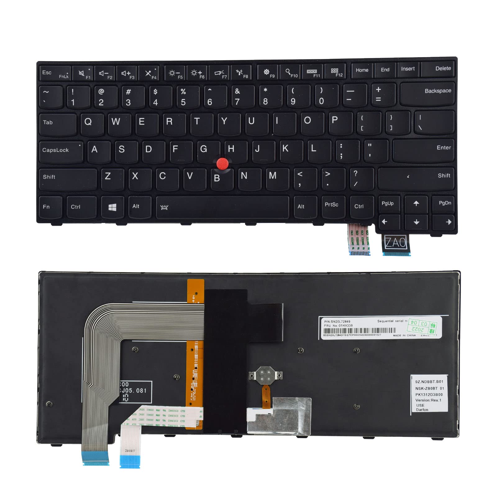 Sunmall Replacement Keyboard Compatible With Lenovo Ibm Thinkpad T460S T470S With Pointer And Backlight(Not Fit T460 T460P T470