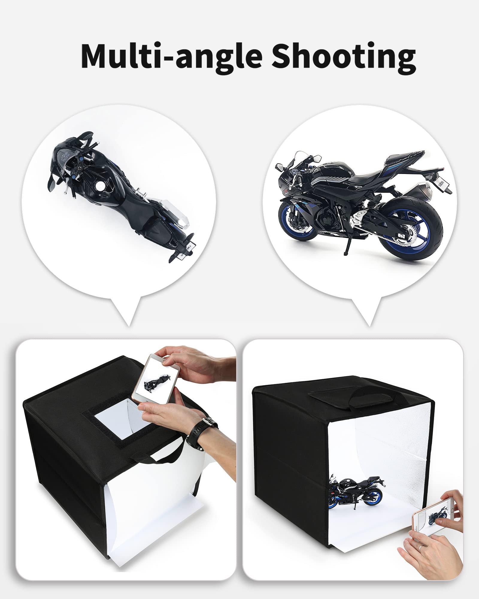 Glendan Light Box Photography, 10''X10'' Photo Box With 88 High Color Rendering Index Led Lights, 6 Color Pvc Backdrops, 4 Refle