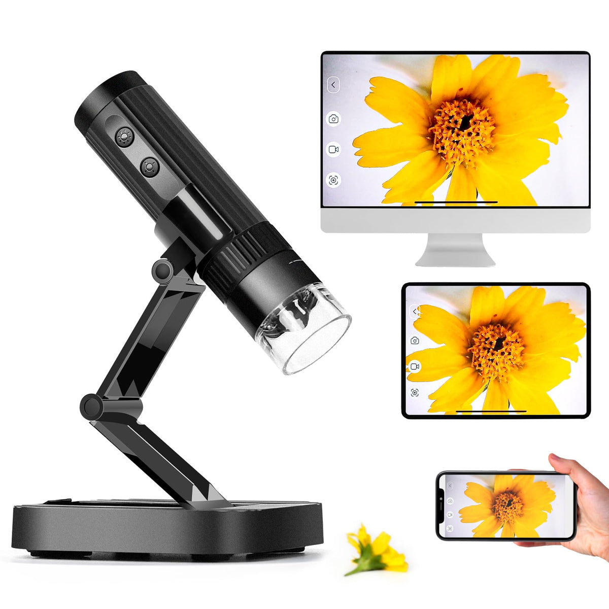 M2C Wireless Digital Microscope 50X-1000X Handheld Portable Microscope 1080P Hd With Adjustable Stand, Usb Mini Coin Microscope 