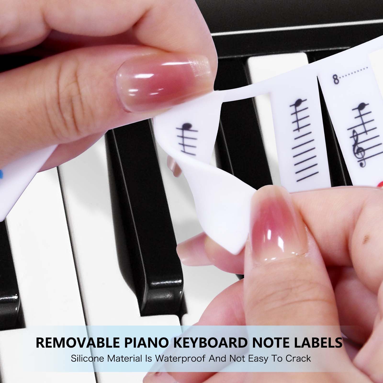 Removable Piano Keyboard Note Labels, Silicone Piano Keyboard Stickers Guide For Beginners, 88 Keys Full Size, No Need Stickers,