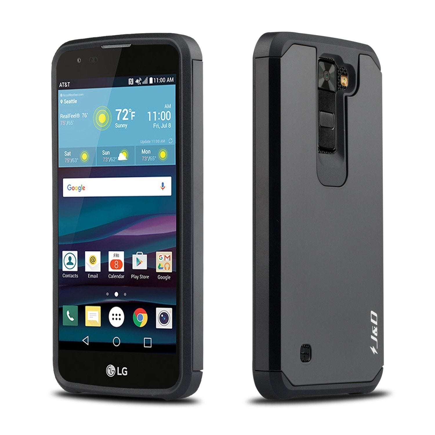 J&D Case Compatible For Lg Phoenix 2 / Lg Escapte 3 / Lg K8 2016 Case, Heavy Duty Dual Layer Hybrid Shock Proof Protective Rugge