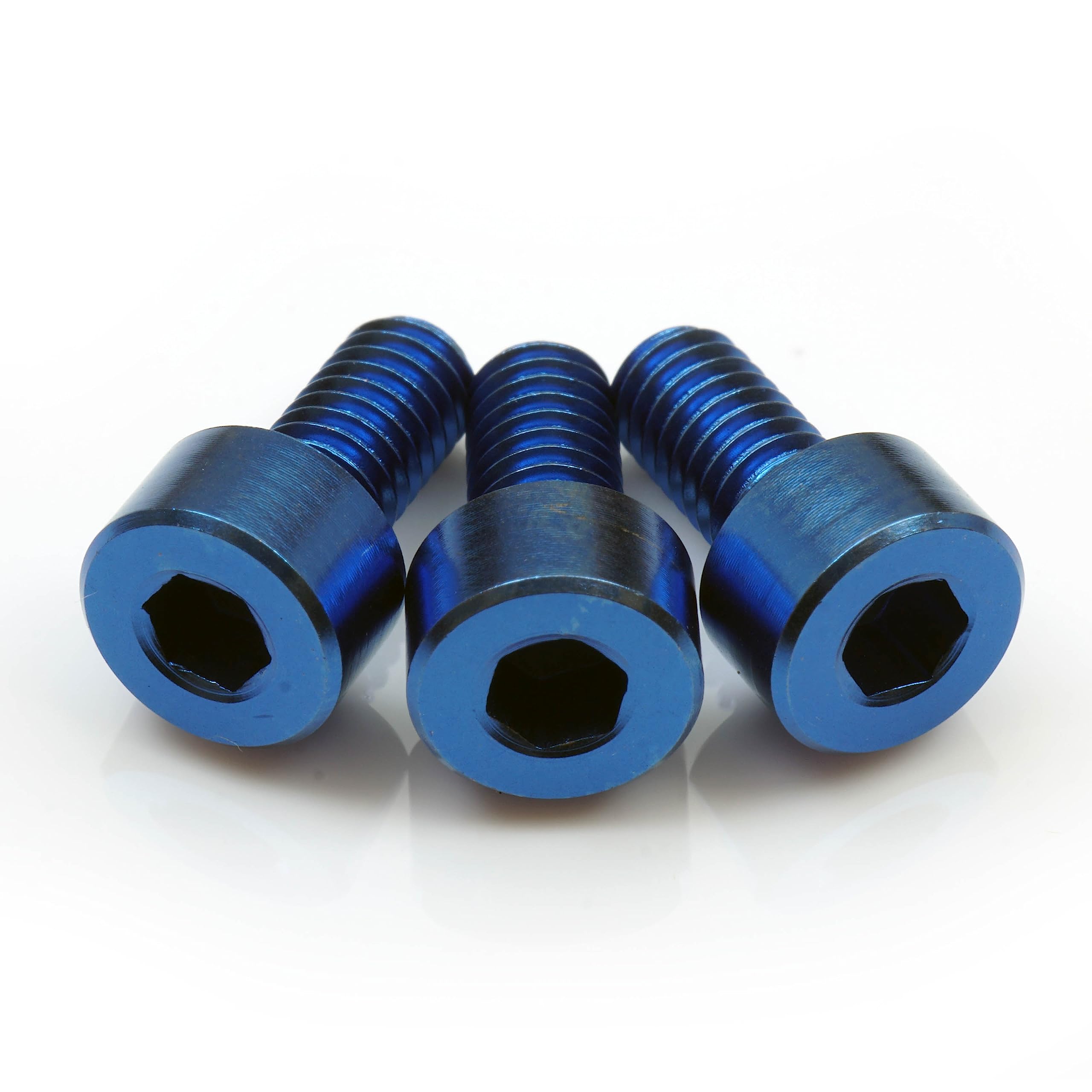 Stainless/Black Alloy Steel/Titanium - Floyd Rose Style Guitar Locking Nut Screws Set - MonsterBolts (Qty 4, Titanium - Blue)