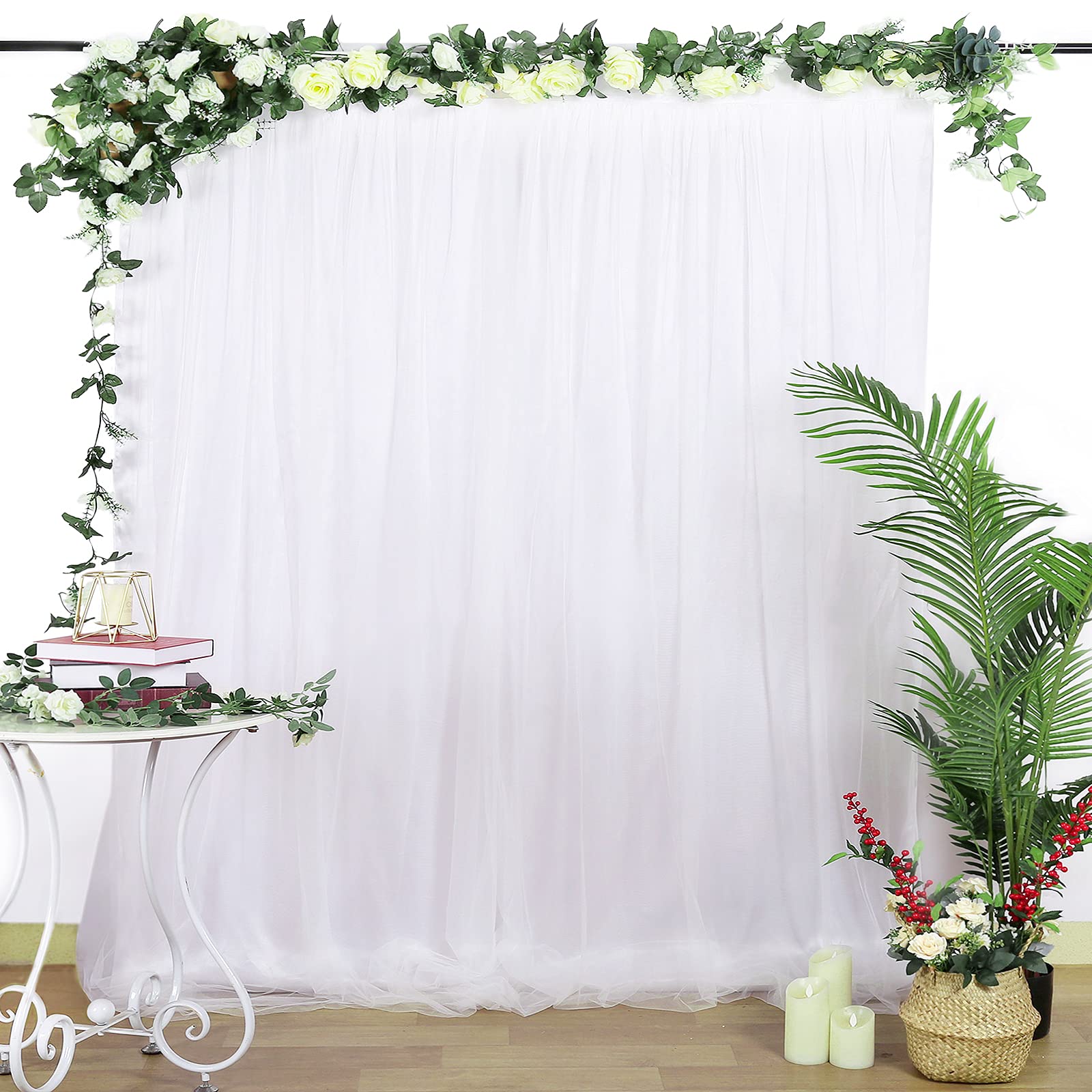 White Backdrop Curtains For Wedding Backdrop 5Ftx7Ft Sheer Tulle Backdrop Drapes For Photography Photo Backdrop Bridal Baby Show