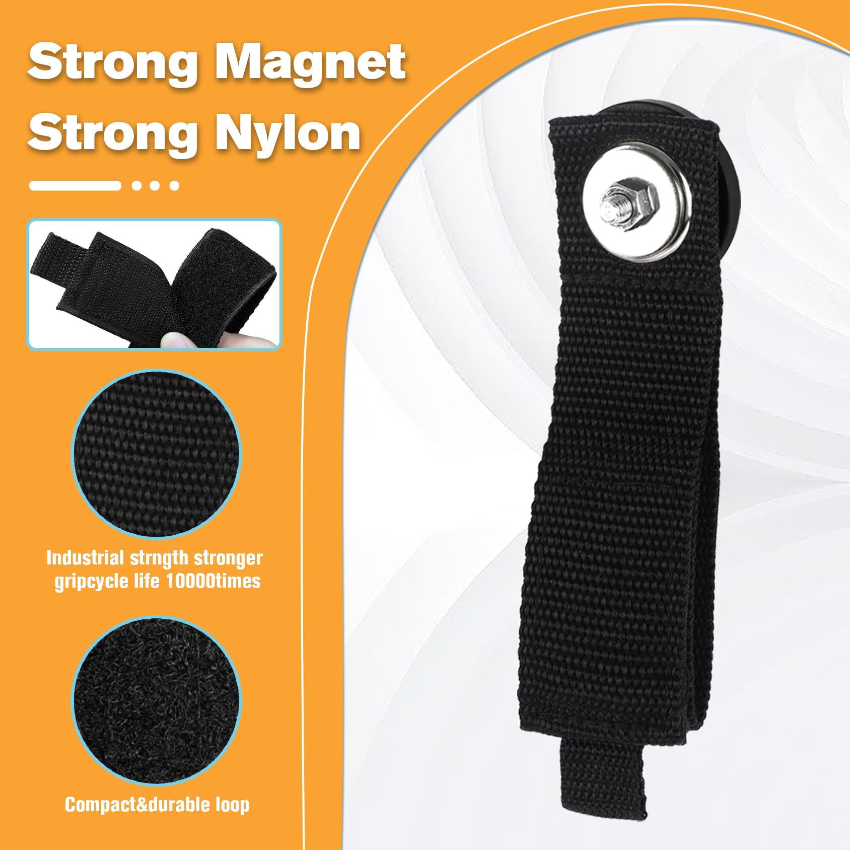 Xuuza 3 Pack Magnetic Extension Cord Organizers, 2.6 Inch Magnet Hooks Heavy Duty Magnetic Hangers Cable Straps Holder Stick To