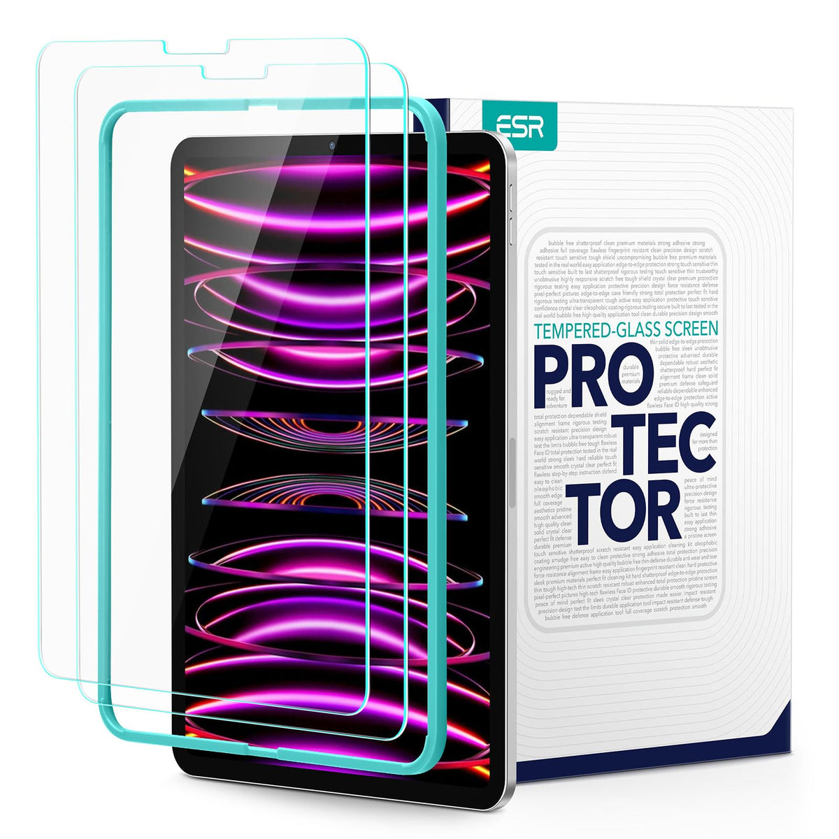 Esr 2 Pack Screen Protector For Ipad Pro 12.9 (2022/2021/2020/2018, 6Th/5Th/4Th/3Rd Generation), Tempered Glass Film With Alignm