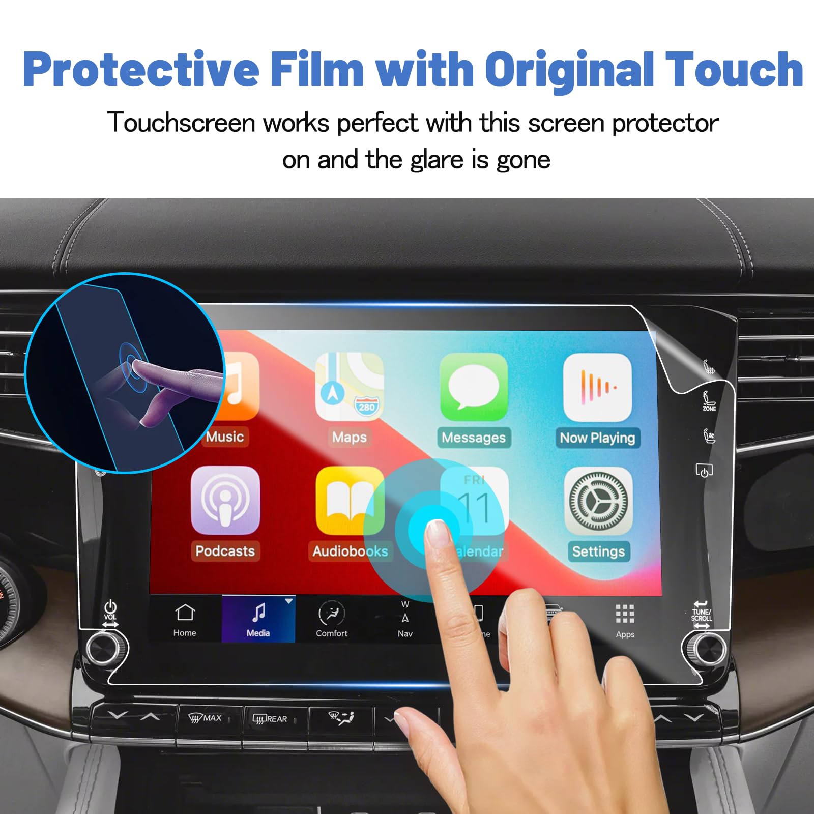 Shaohao For 2024 Jeep Grand Wagoneer Screen Protector 2022 2024 Grand Wagoneer (Base, Series, Obsidian) 12 Inch Touch Screen Pro