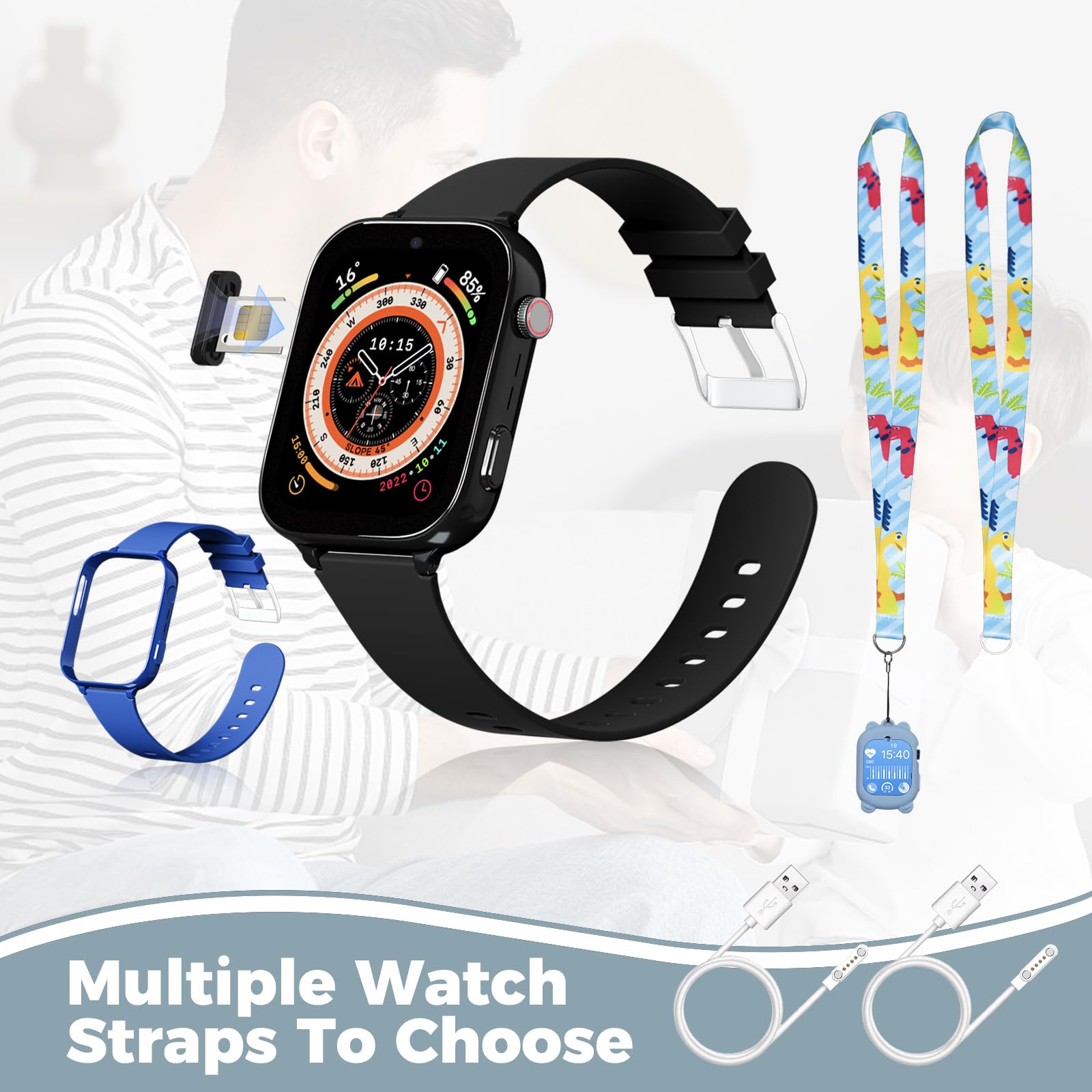 Lumthou 4G Kids Watch, Smart Watch For Kids Gps Tracker With Sim Card, Texting, Camera, Two-Way Calling, School Mode, Sos, Games