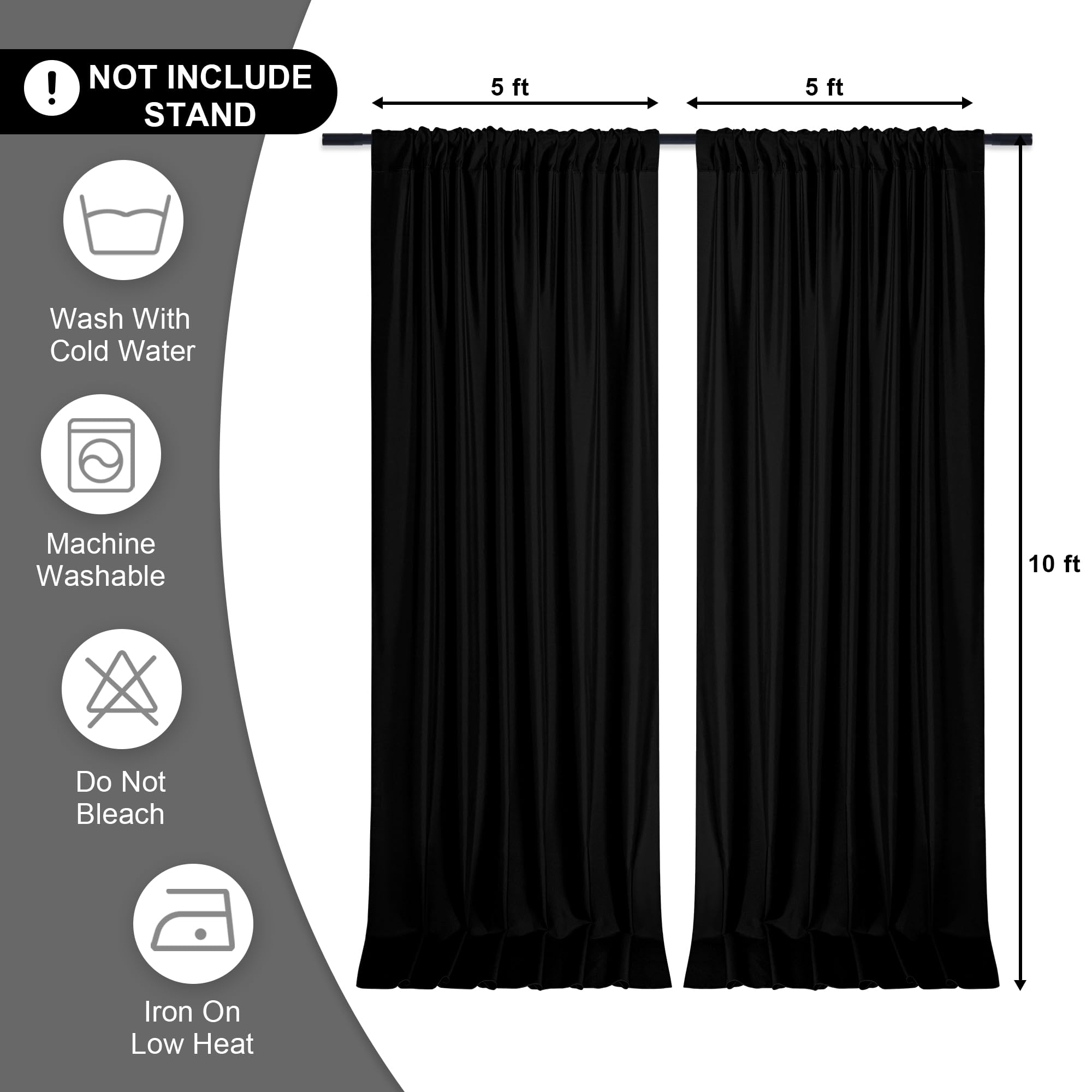 Dwcn 10X10 Ft Black Backdrop Curtains For Parties, Photography Backdrop Drapes With Rod Pockets For Wedding Decorations Stage Bi