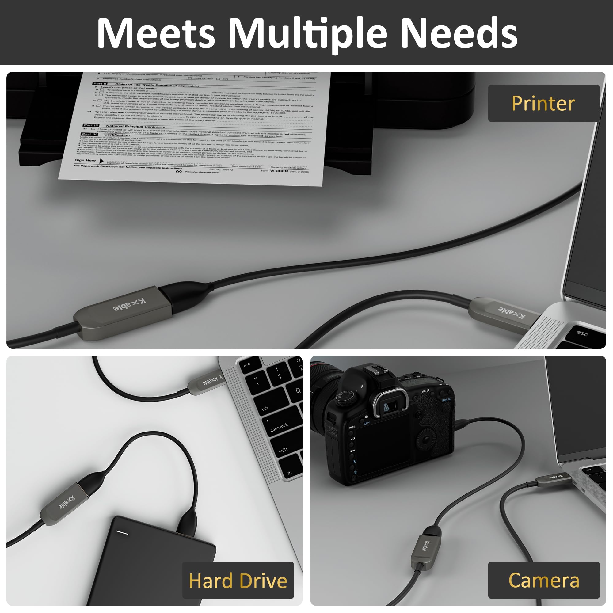 Kxable Usb 3.0 Extension Cable 100 Feet, Usb Active Fiber Optical Male To Female Extender Cord, High Speed 5Gbps Data Transfer,