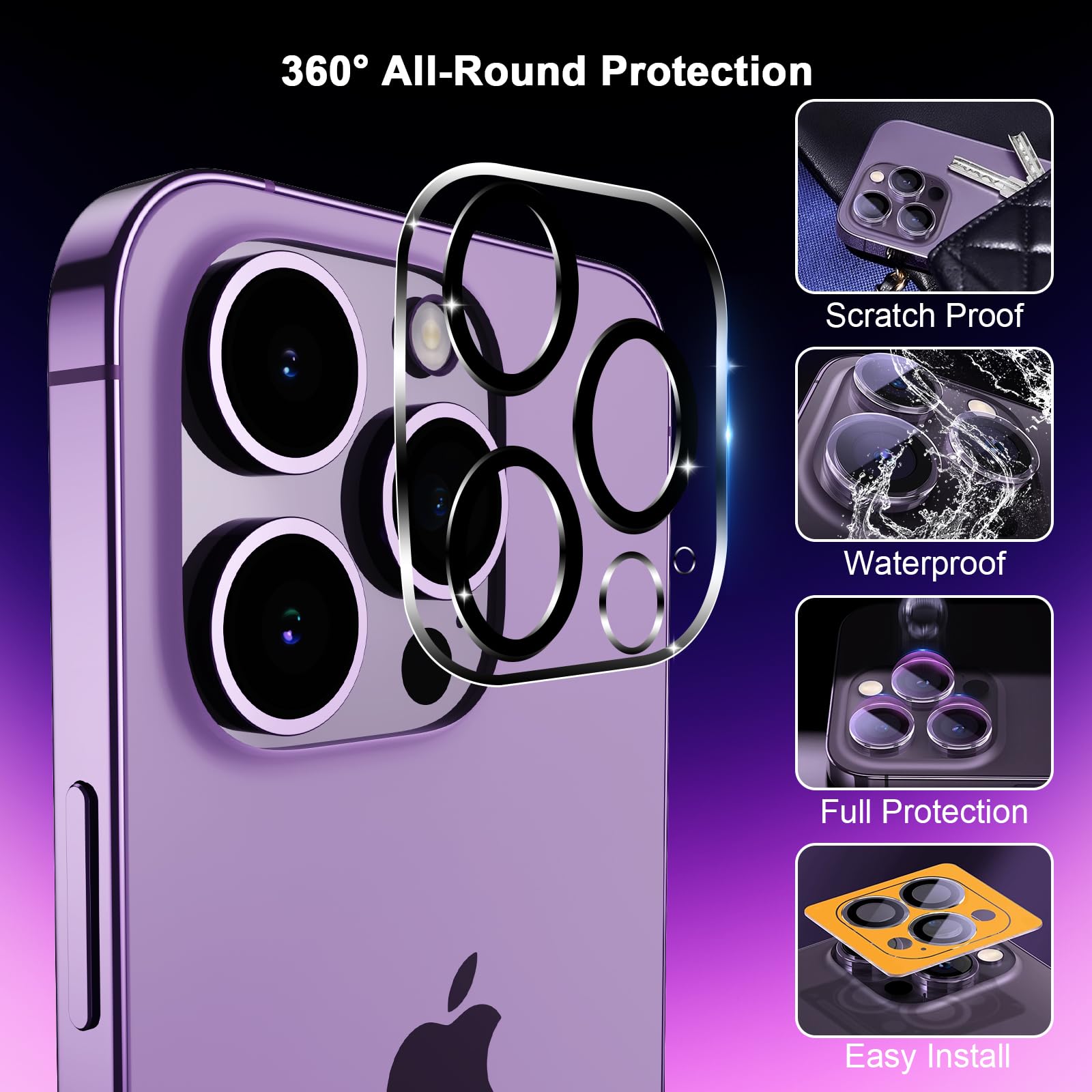 Avoar [3+3 Pack Glass Screen Protector For Iphone 12 With Camera Lens Protector, 6.1 Inch Hd Clear Tempered Glass Film For Iphon