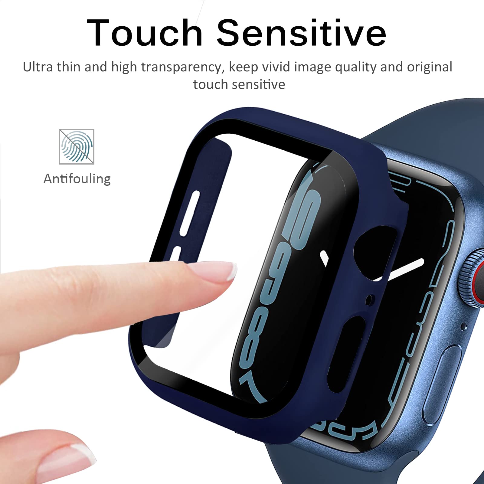 Miimall Compatible Apple Watch Series 8 Case 41Mm With Screen Protector Anti Scratch Shockproof Hard Pc And Tempered Glass Film