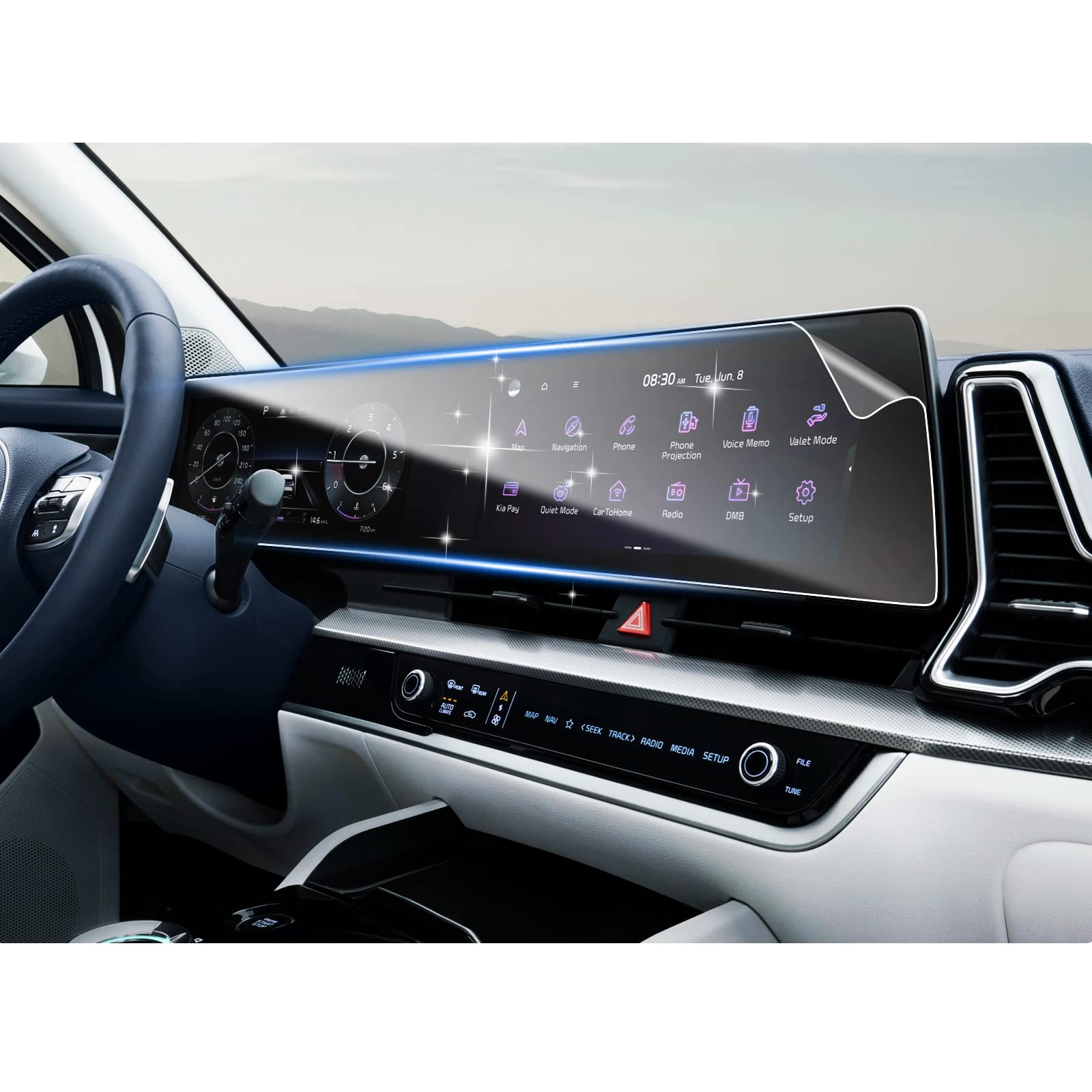 Shaohao For 2024 2025Kia Sportage Screen Protector 12.3 In Fit For 2023 2024 2025 Kia Sportage Accessories Ex/Sx/Sx Prestige/X Line 12.3 In Arced Dual Panoramic Screen Hd Clear Navigation Screen Cover